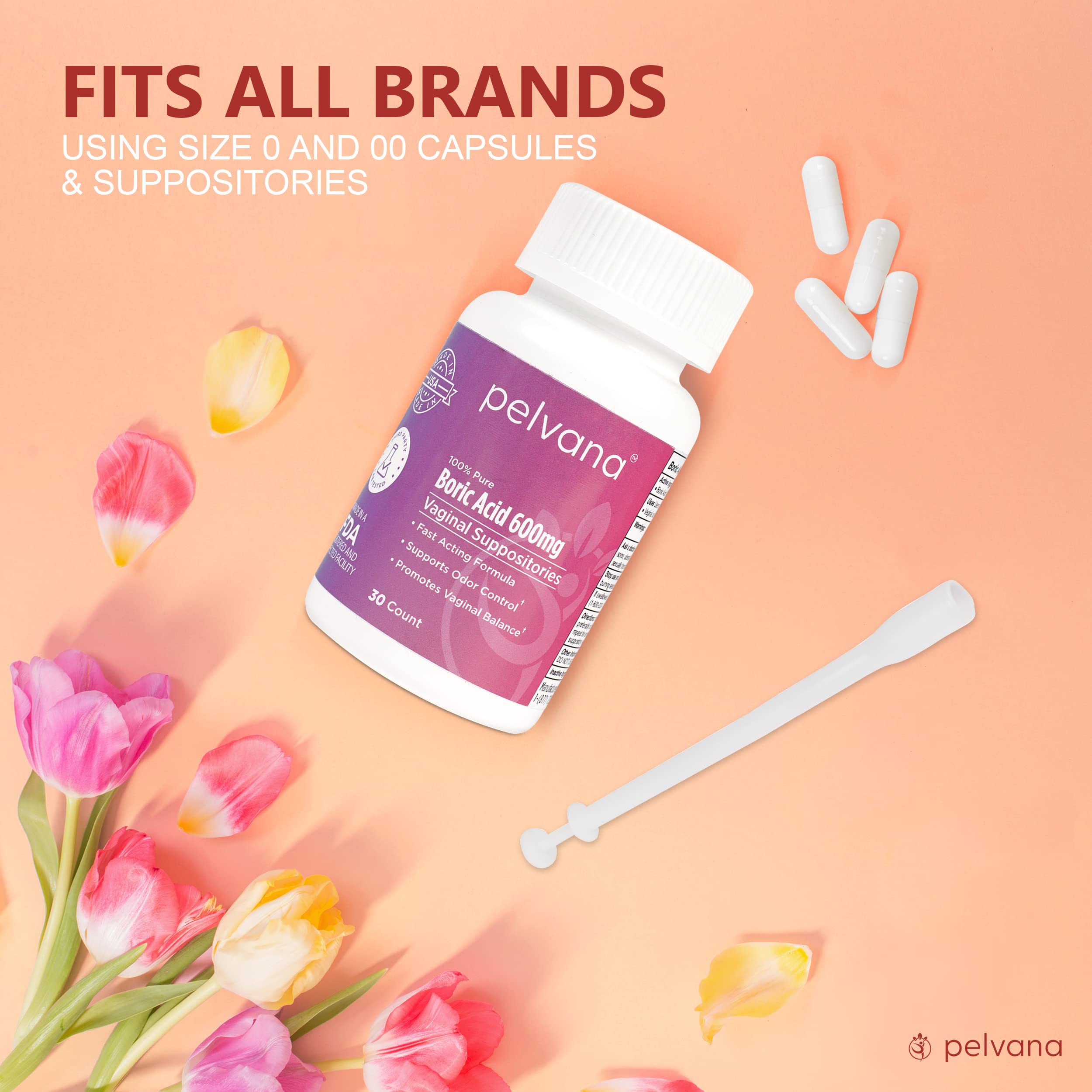 Pelvana Suppository Applicators for Women - (30 Pack) - Fits Size 0 and 00 Capsules - Often Used Pelvana