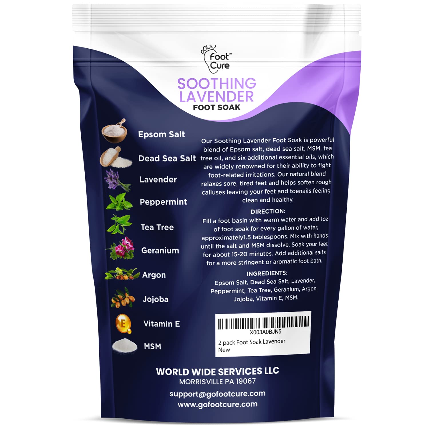 Soothing Lavender Foot Soak with Epsom Salt - Best Toenail Treatment, & Softens Calluses FOOT CURE