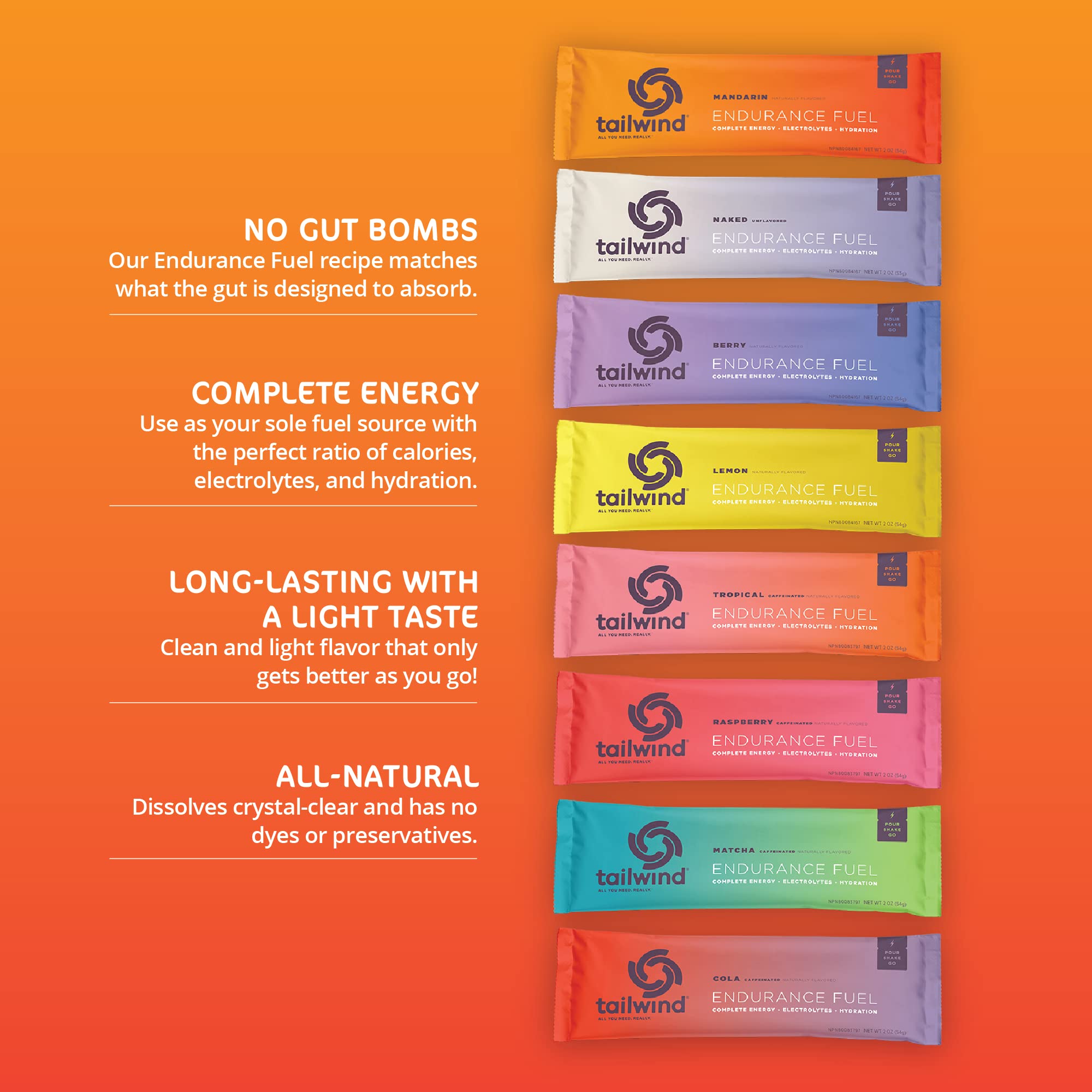 Tailwind Grab-and-Go Endurance Fuel Single Serve Assorted Flavors