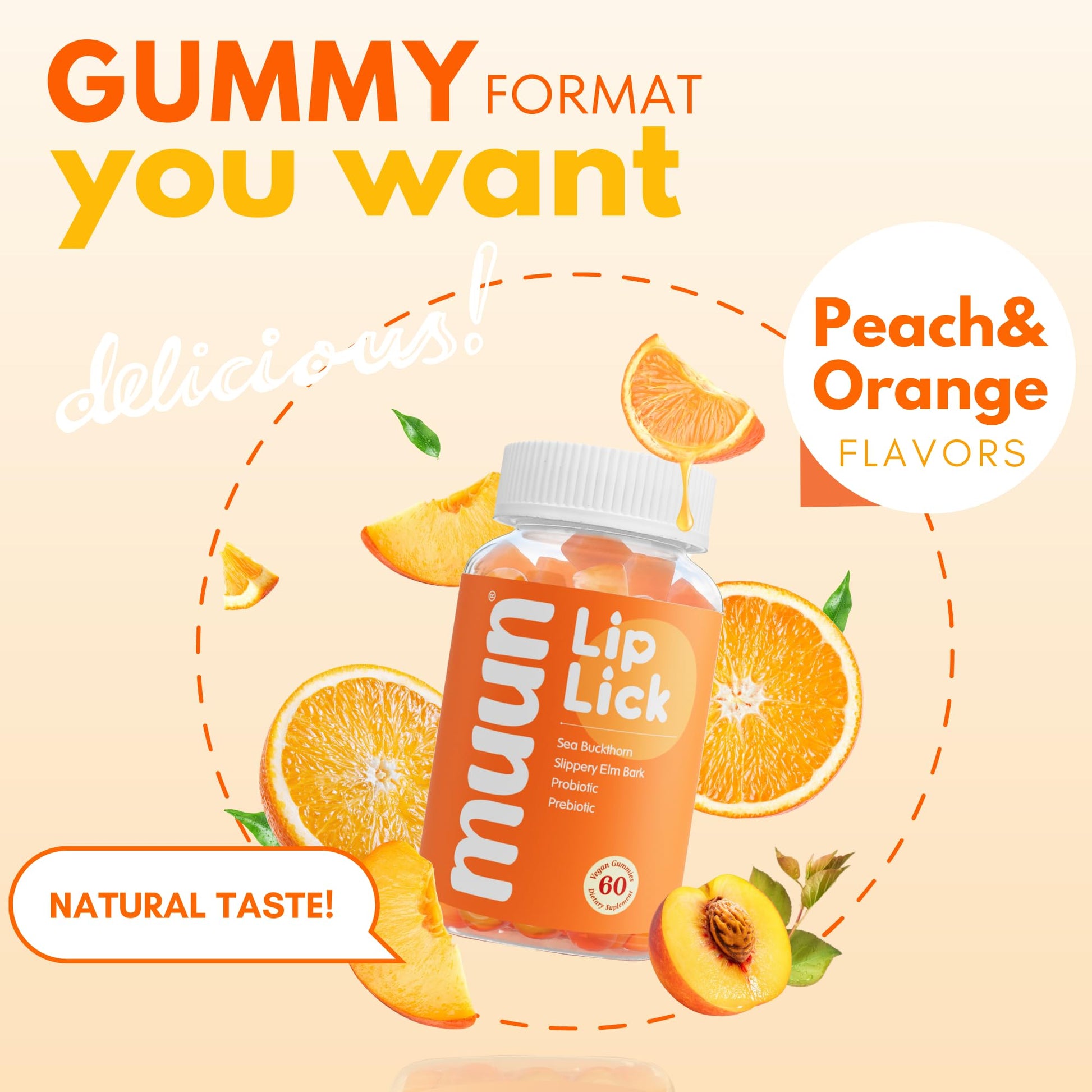 Muun Vaginal Dryness Gummy for Perimenopause Menopause with Slippery Elm Bark, Omega Muun