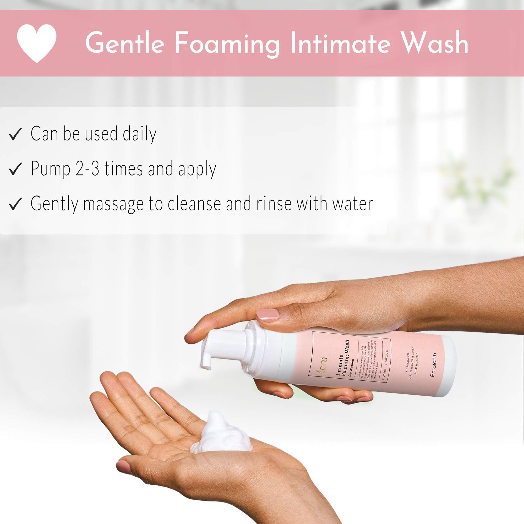 fem pH Balance Intimate Wash for Women, Feminine Wash for Sensitive Skin, Gentle Cleanser Amaranth