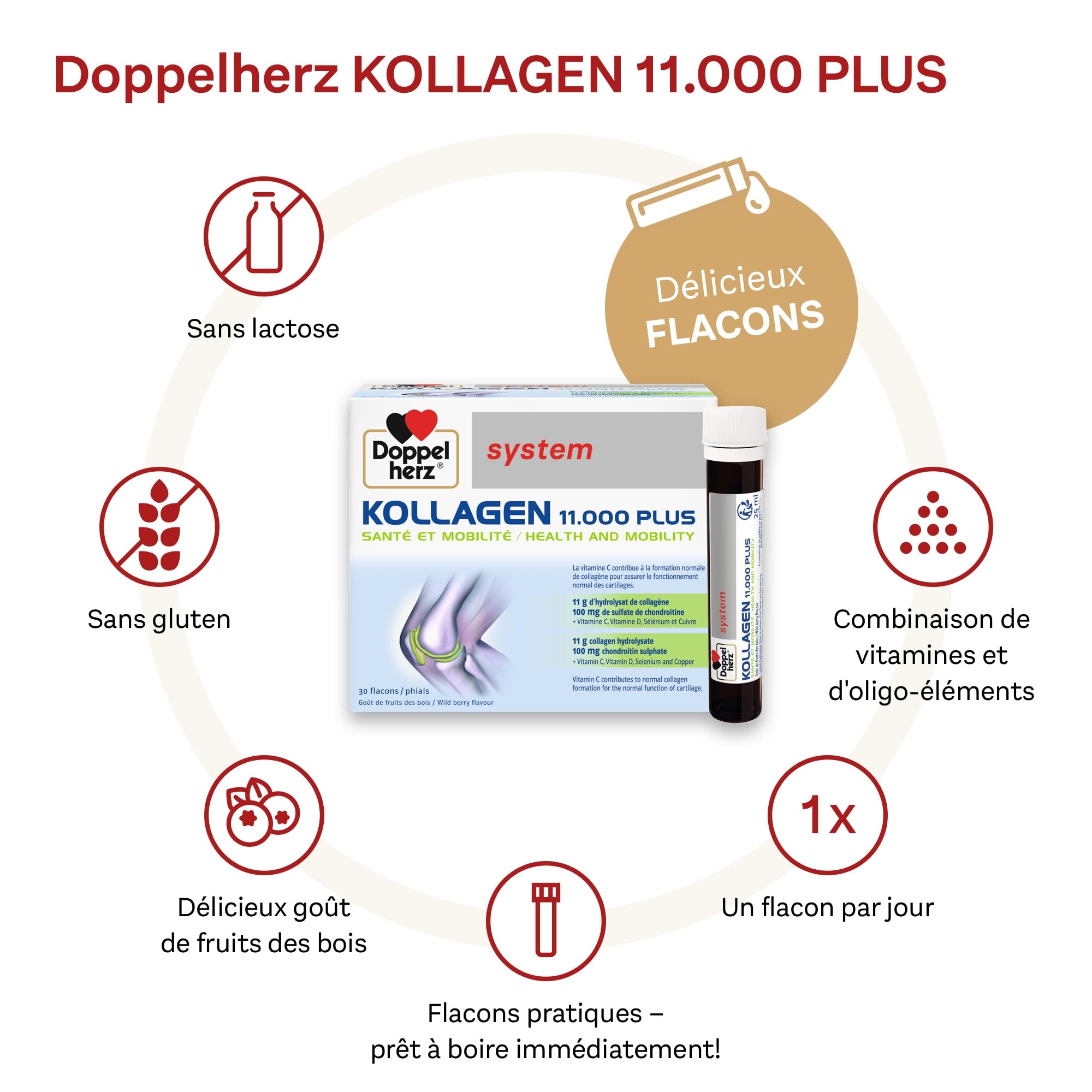 Doppelherz - Kollagen 11000 Plus - Collagen hydrolysate, chondroitin Sulphate, Vitamins C and D and Trace Elements Doppelherz