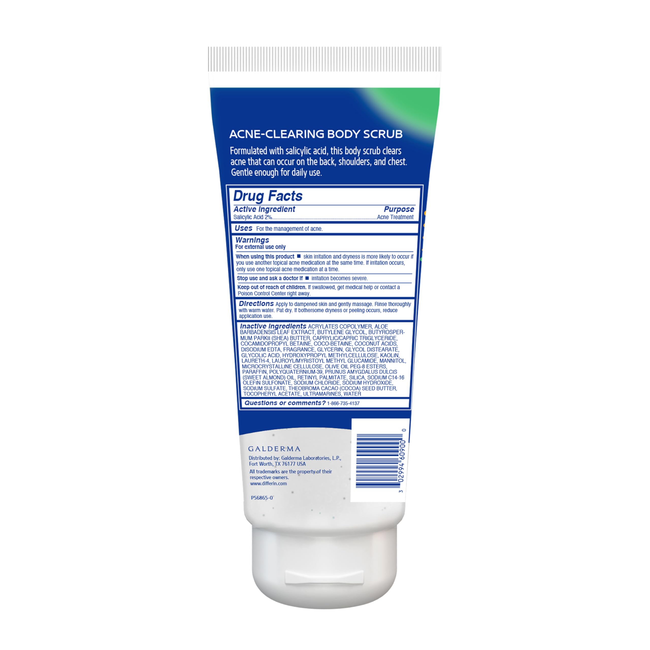 Differin Body Scrub with Salicylic Acid Acne Clearing Improves Tone and Texture Prone Skin Differin