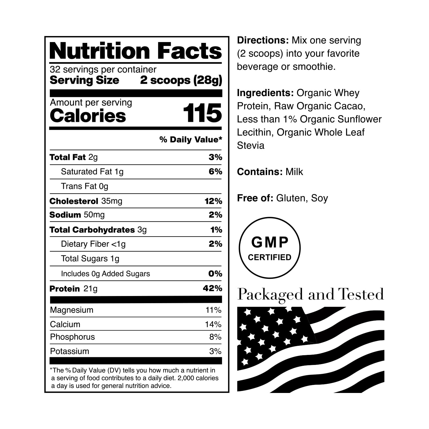 NorCal Organic Chocolate Whey Protein - 2lbs | 100% USA Grass-Fed, USDA Certified NorCal Organic