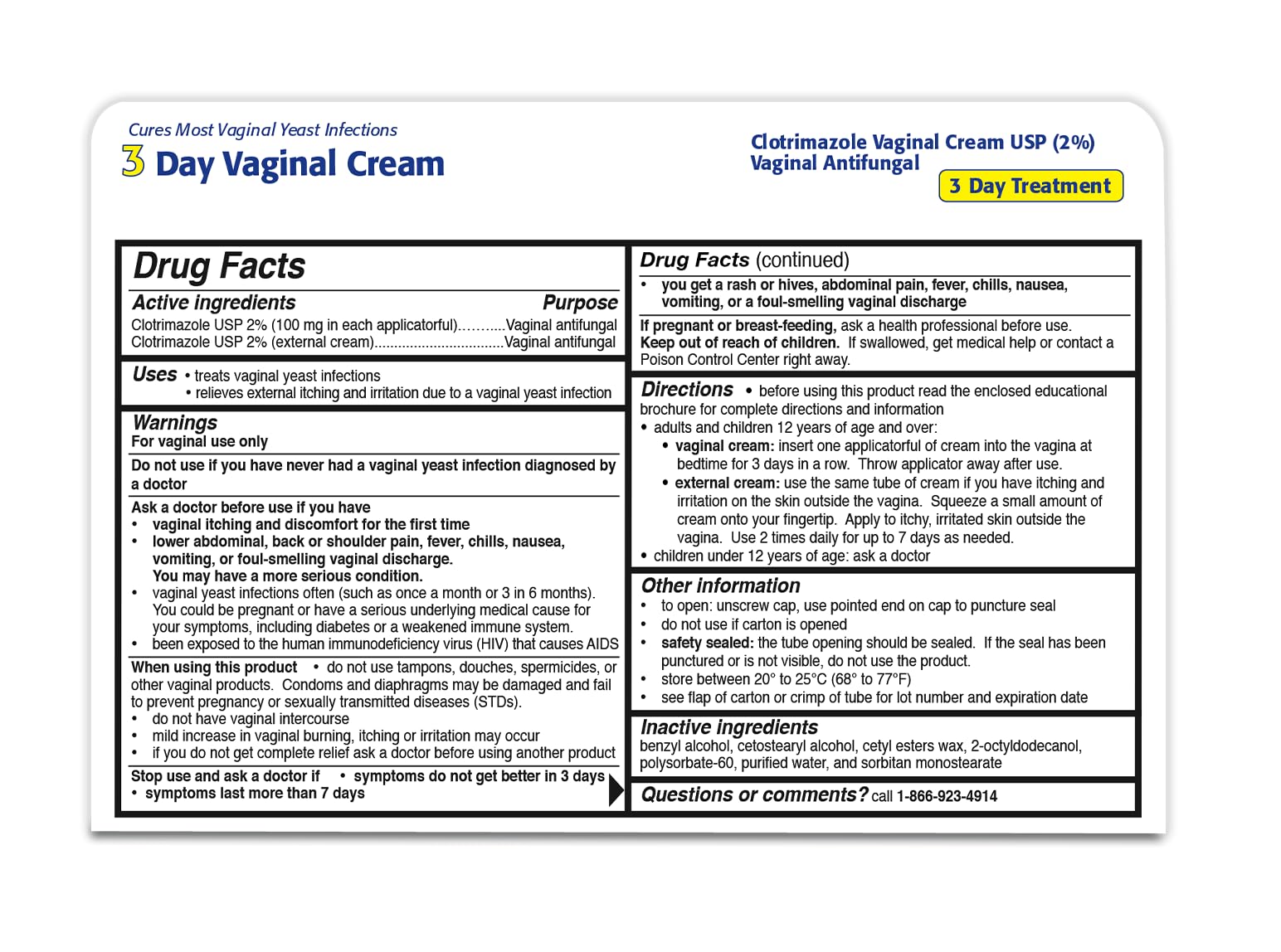 Clotrimazole 3 -Day Vaginal Cream - 0.74 Oz (PACK OF 3) Clotrimazole