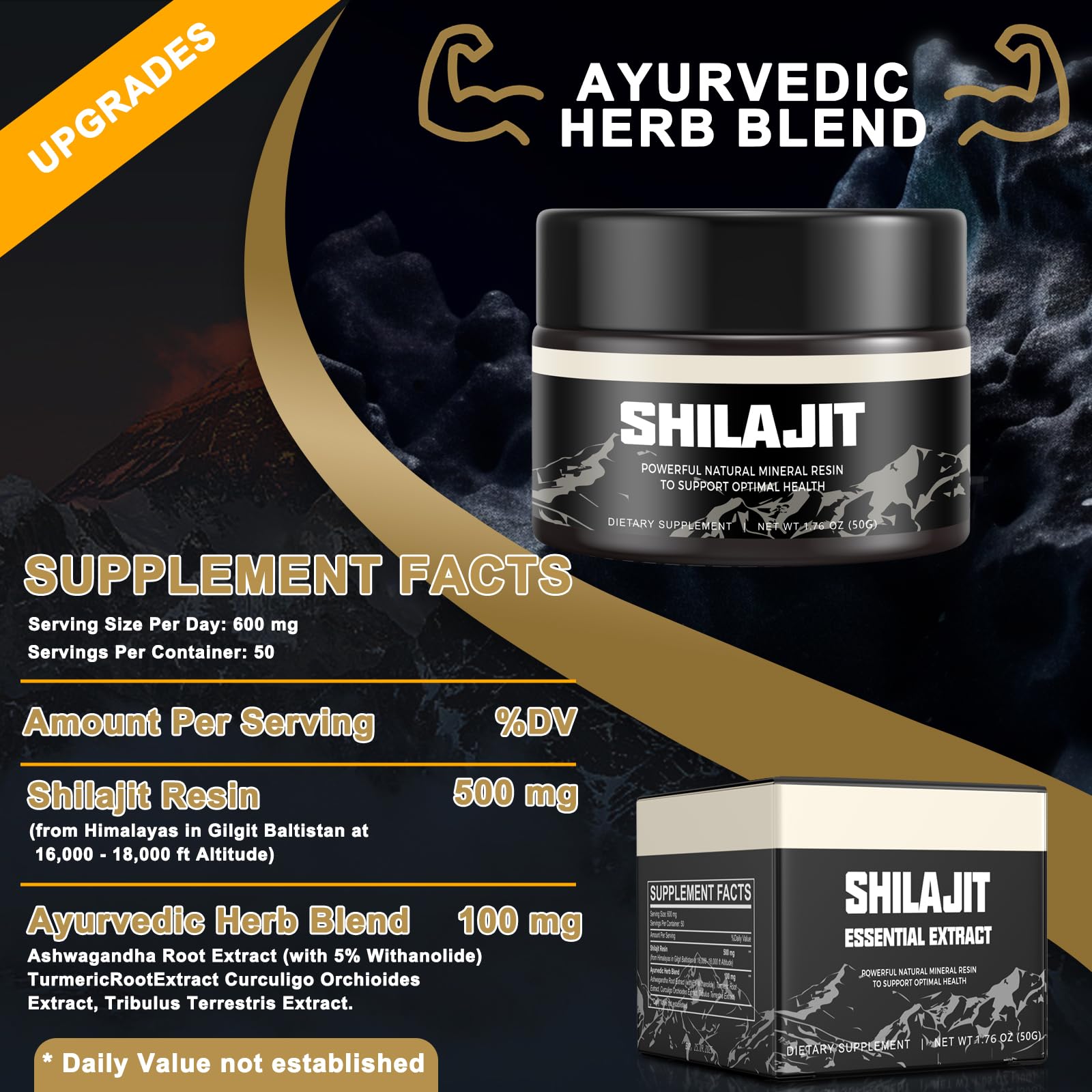 Shilajit Pure Himalayan Organic Shilajit Resin - Gold Grade 100% Shilajit Supplement Scarremover