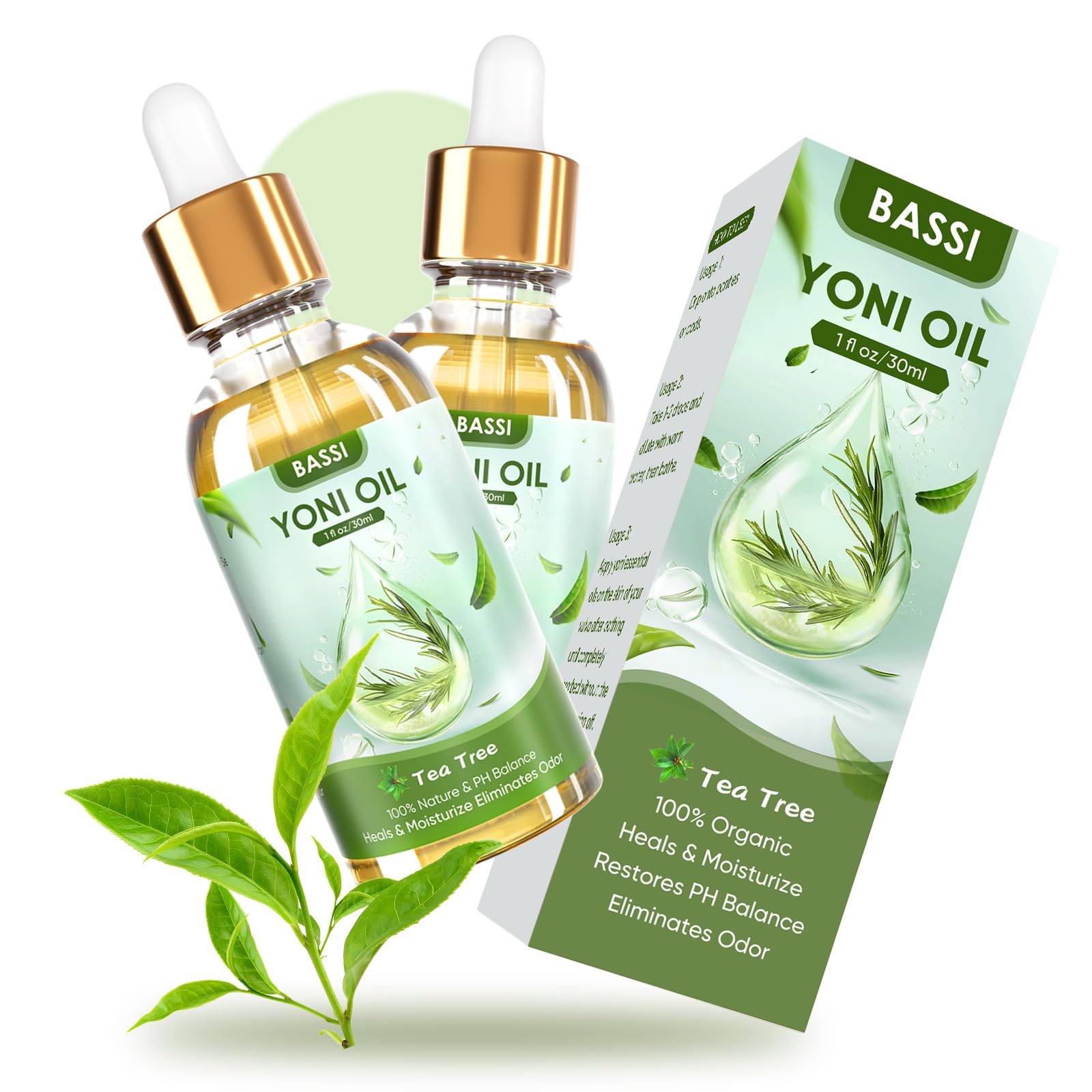BASSI 2PCS Yoni Oil Organic Feminine Oil Vaginal Moisturizer For Wetness - Ph Balance for Women BASSI