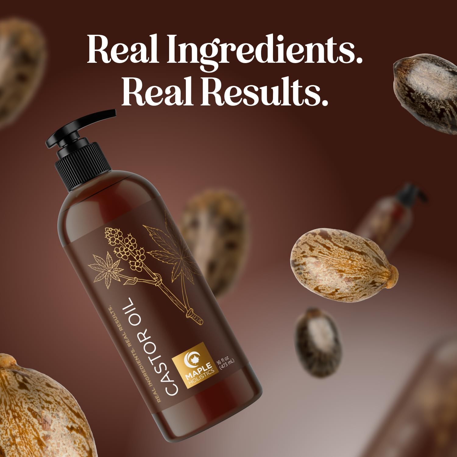 Pure Castor Oil for Body & Skin Care Great for Wraps & Compresses - Castor Oil for Hair Skin Maple Holistics