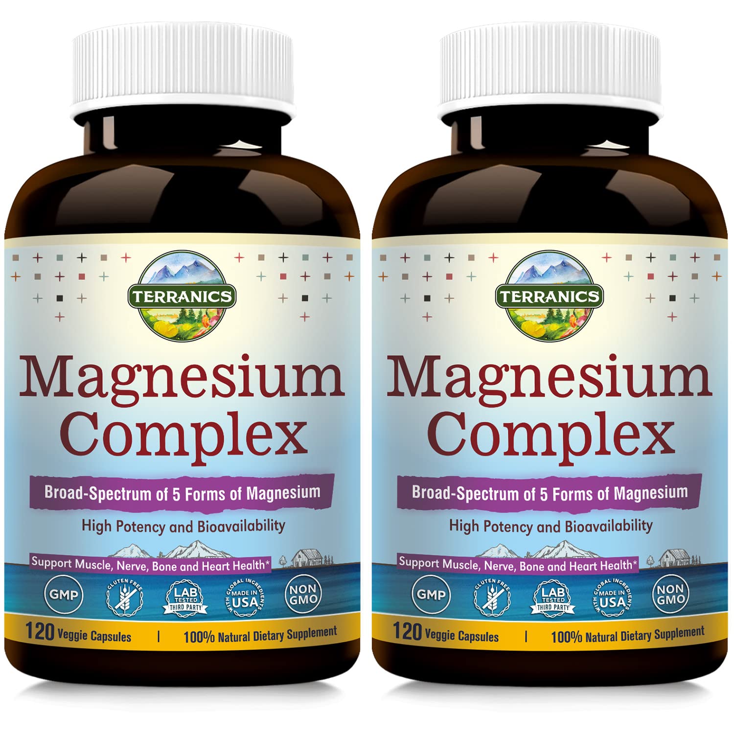 Terranics Magnesium Complex, Total 240 Capsules, Max Absorption, Glycinate, Citrate