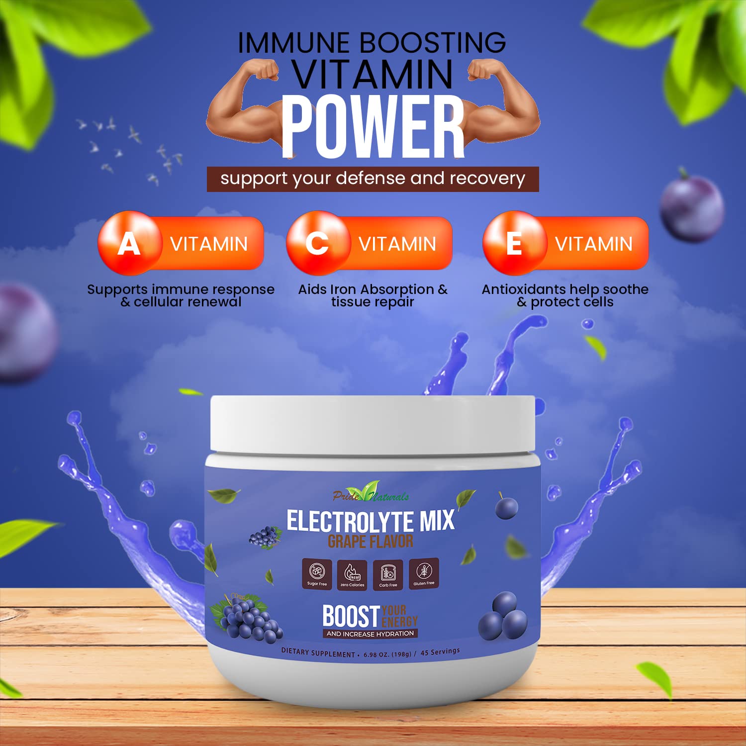 Electrolyte Powder - Refreshing Workout Recovery Electrolytes, Sugar Free, Gluten Free Pride Naturals, Inc