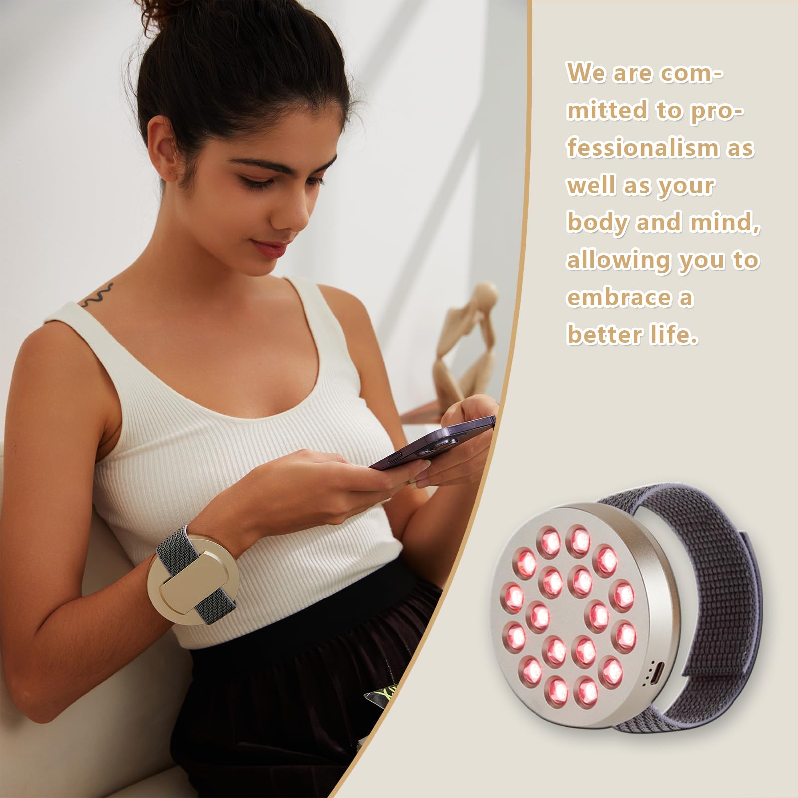 Red Light Therapy Device, Wearable Light Therapy Lamp for Pain Relief for Knee Muscle Feet Hands Origintek