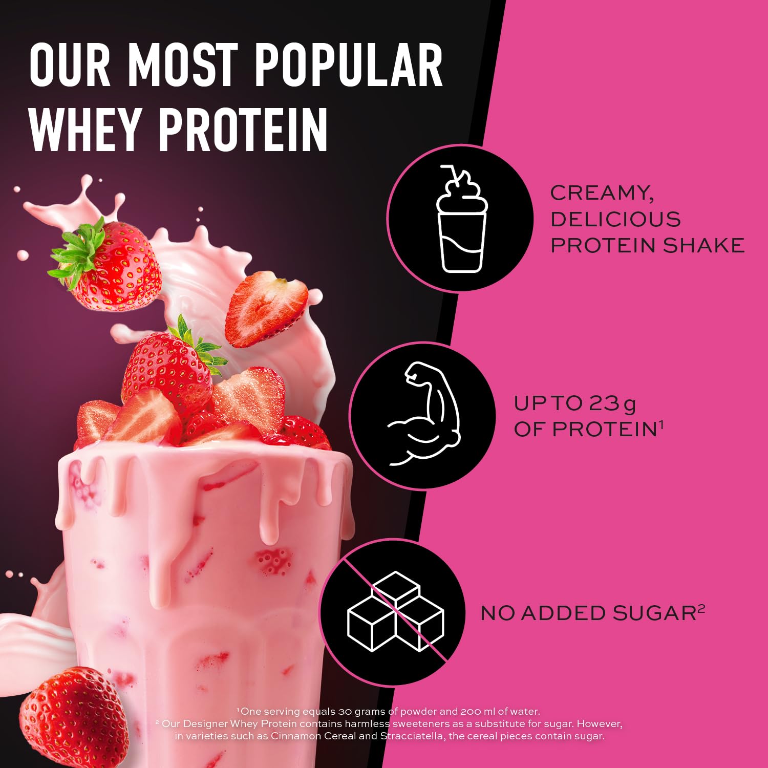 ESN Designer Whey Protein Powder, Strawberry, 1000 g, 2.2 lbs, 33 Servings