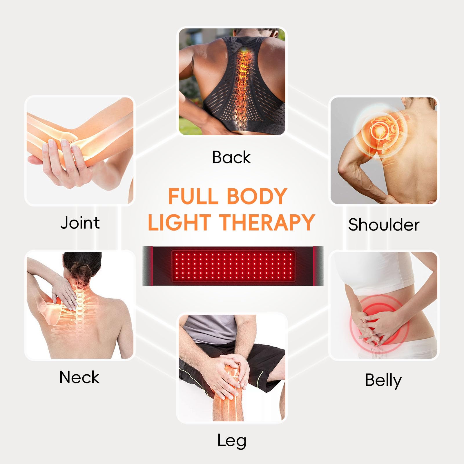 Red Light Therapy Infrared Belt: Pain Relief Body Pad 100 LEDs Red Light Therapy Belt ADVARAYS