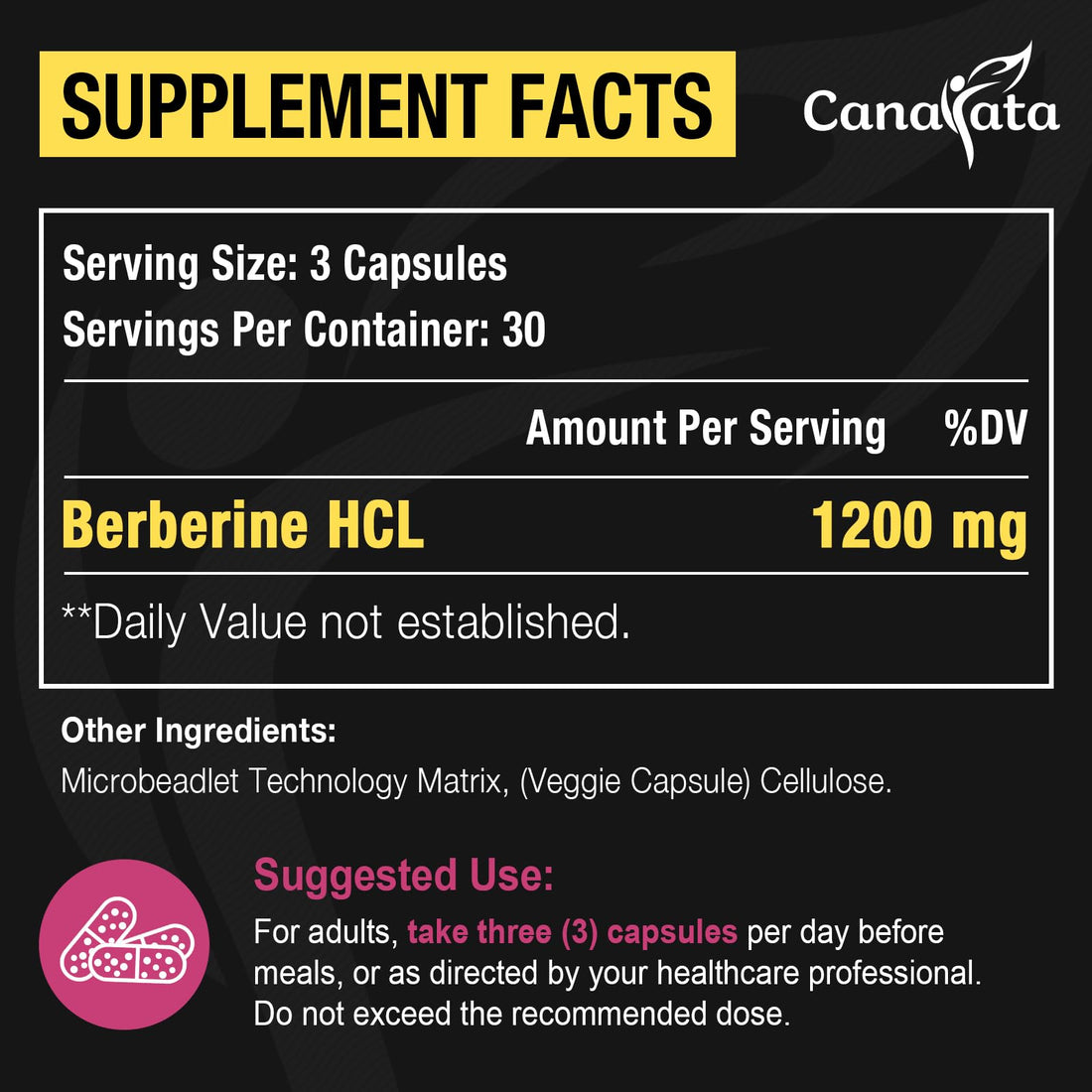 Berberine Supplement 1200mg Berberine HCL - High Bioavailability Microbeadlet 