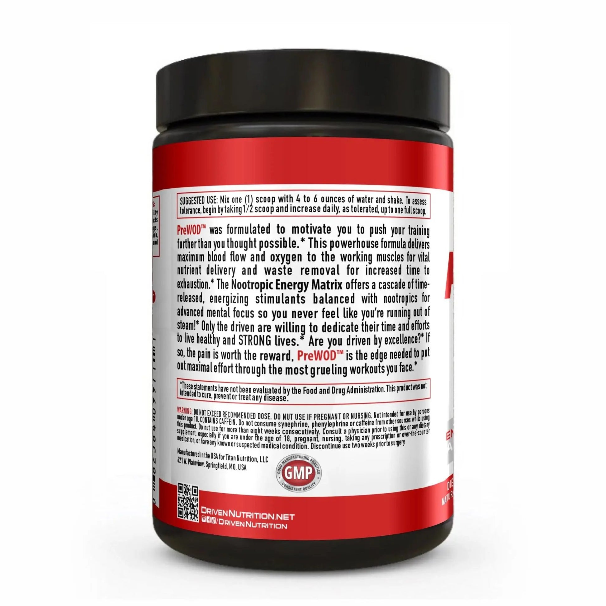 Driven PREWOD Energy Matrix, 50 Servings - Pre-Workout Supplement with Caffeine & Beta-Alanine - Energy, Focus, Strength, & Endurance for High-Intensity Training & Weight Lifting - Green Apple