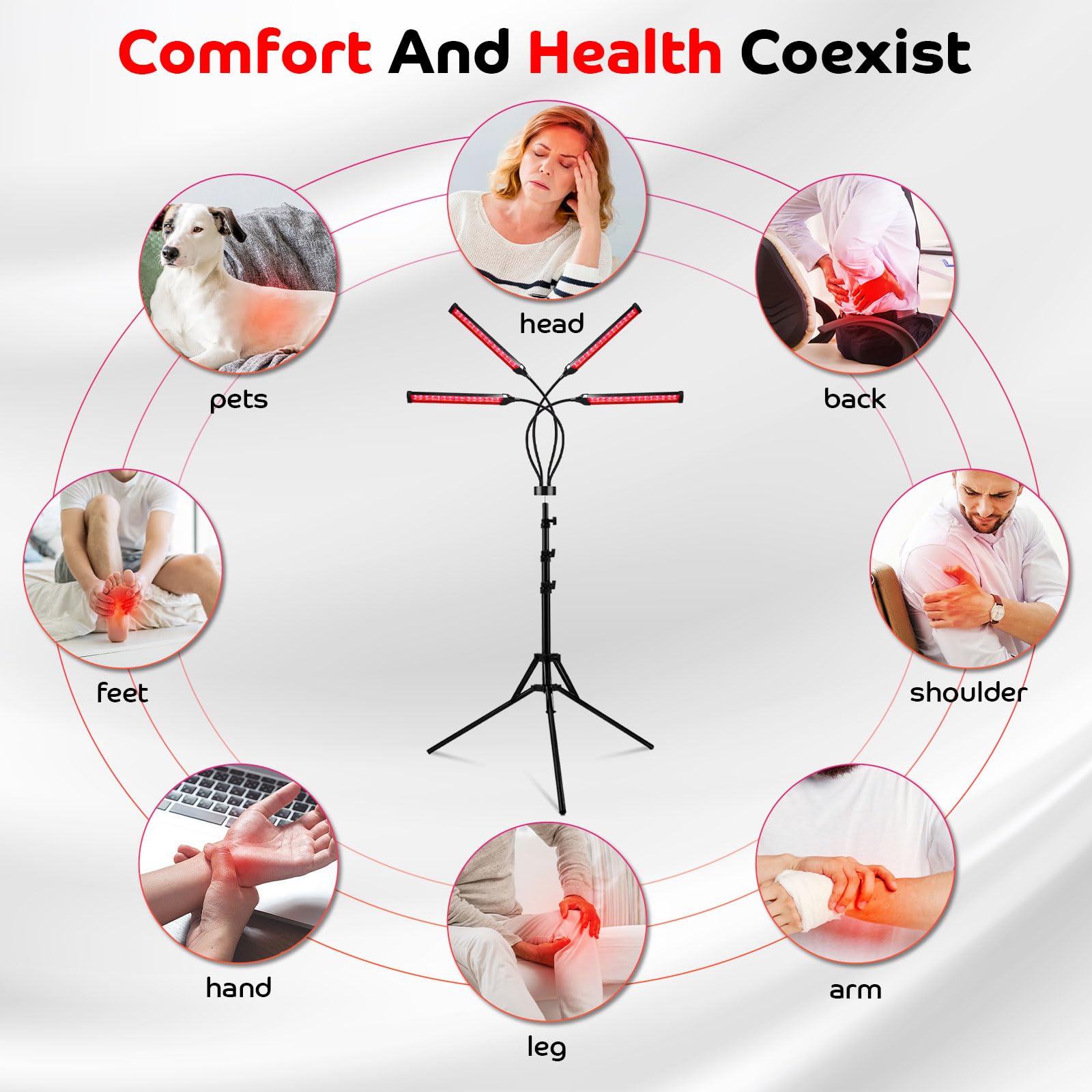 Red Light Therapy for Body, 180LEDs Red Light Therapy Lamp with Tripod, 3-in-1 Chip Designed 660nm ＆850nm Devowellte