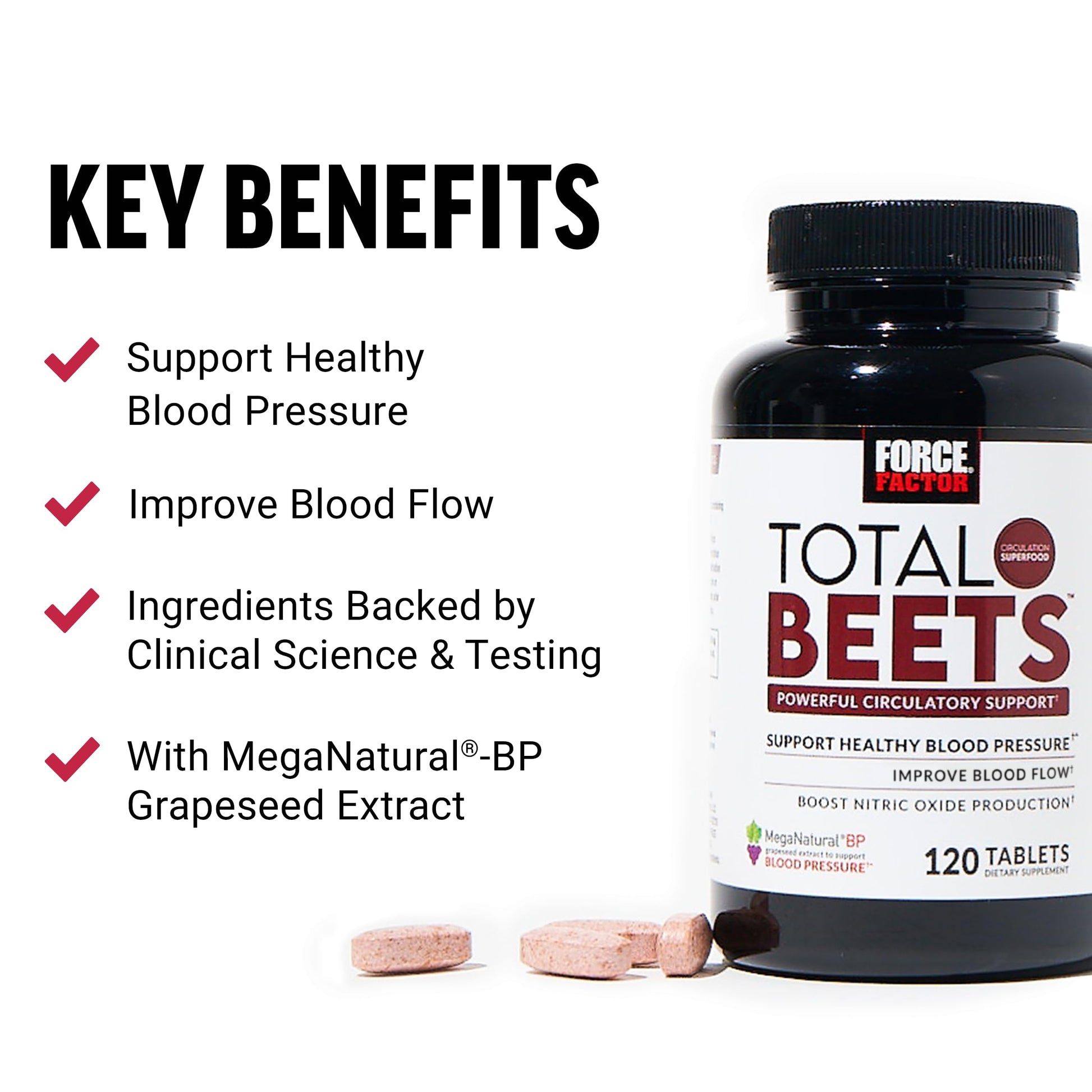 Force Factor Blood Pressure Support with Nitrates, Grapeseed - Boosts Nitric Oxide Force Factor
