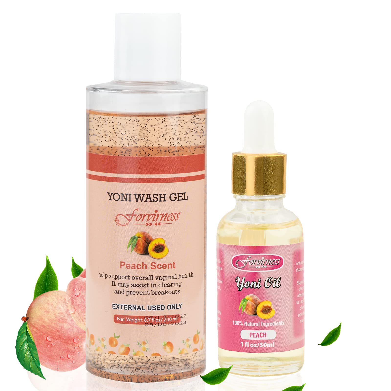 forvirness Feminine Wash & Natural Yoni Oil Set - Cleanse, Remove Odor, pH Balance for Women