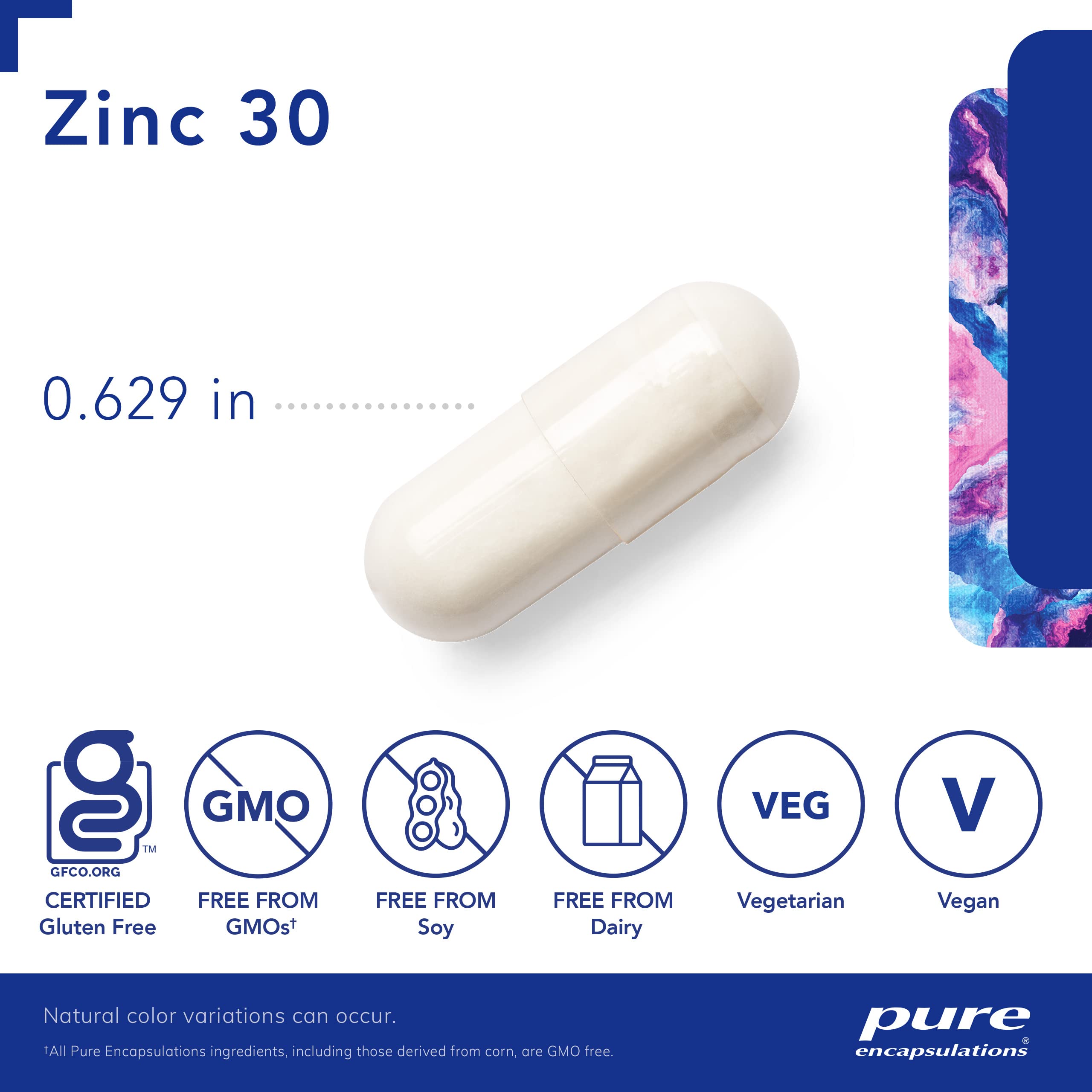 Pure Encapsulations Zinc 30 mg - Highly Absorbable - 180 Capsules