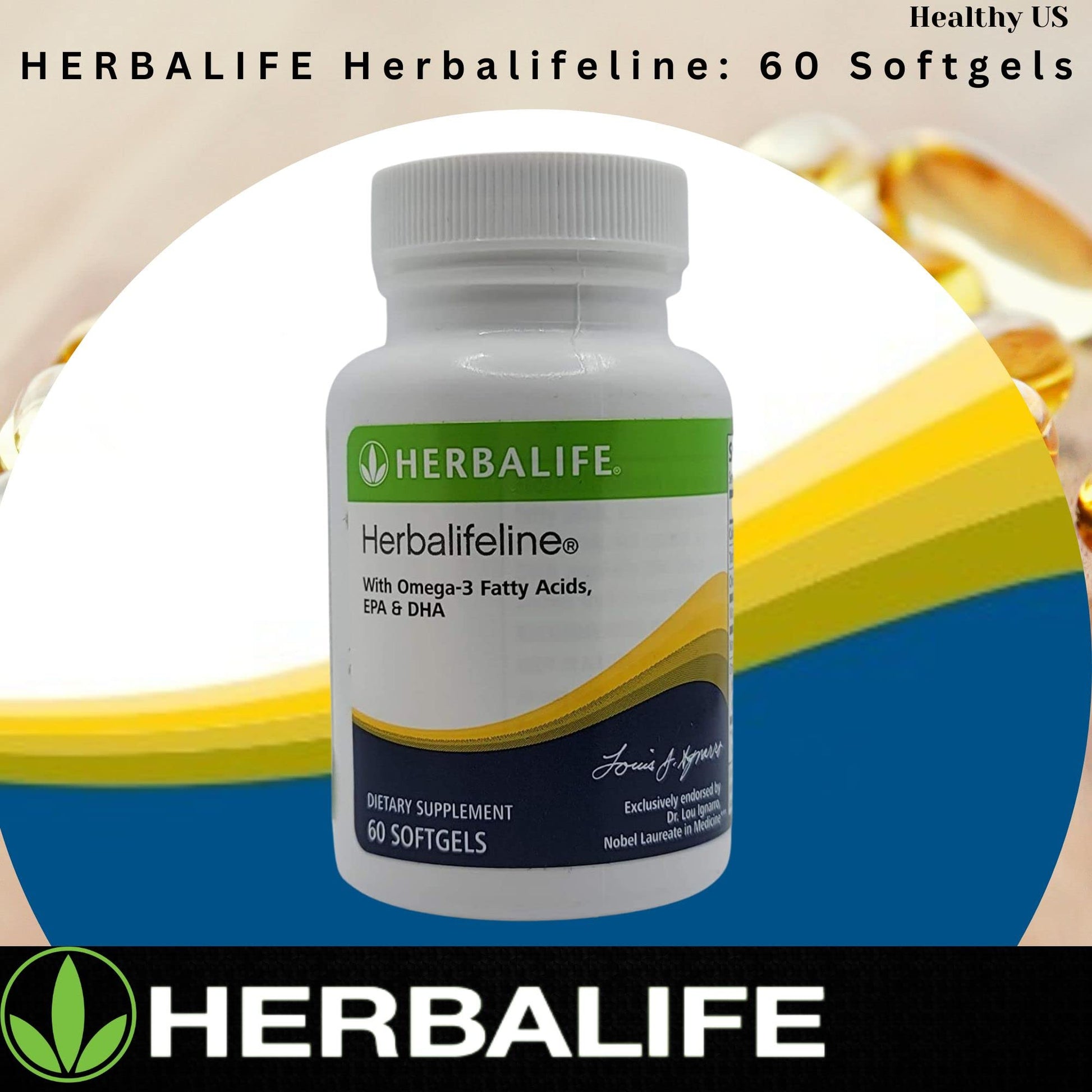 Herbalife Herbalifeline: 60 Softgels with Vitamin E, Marine Lipid Complex, Omega-3 Fatty Herbalife