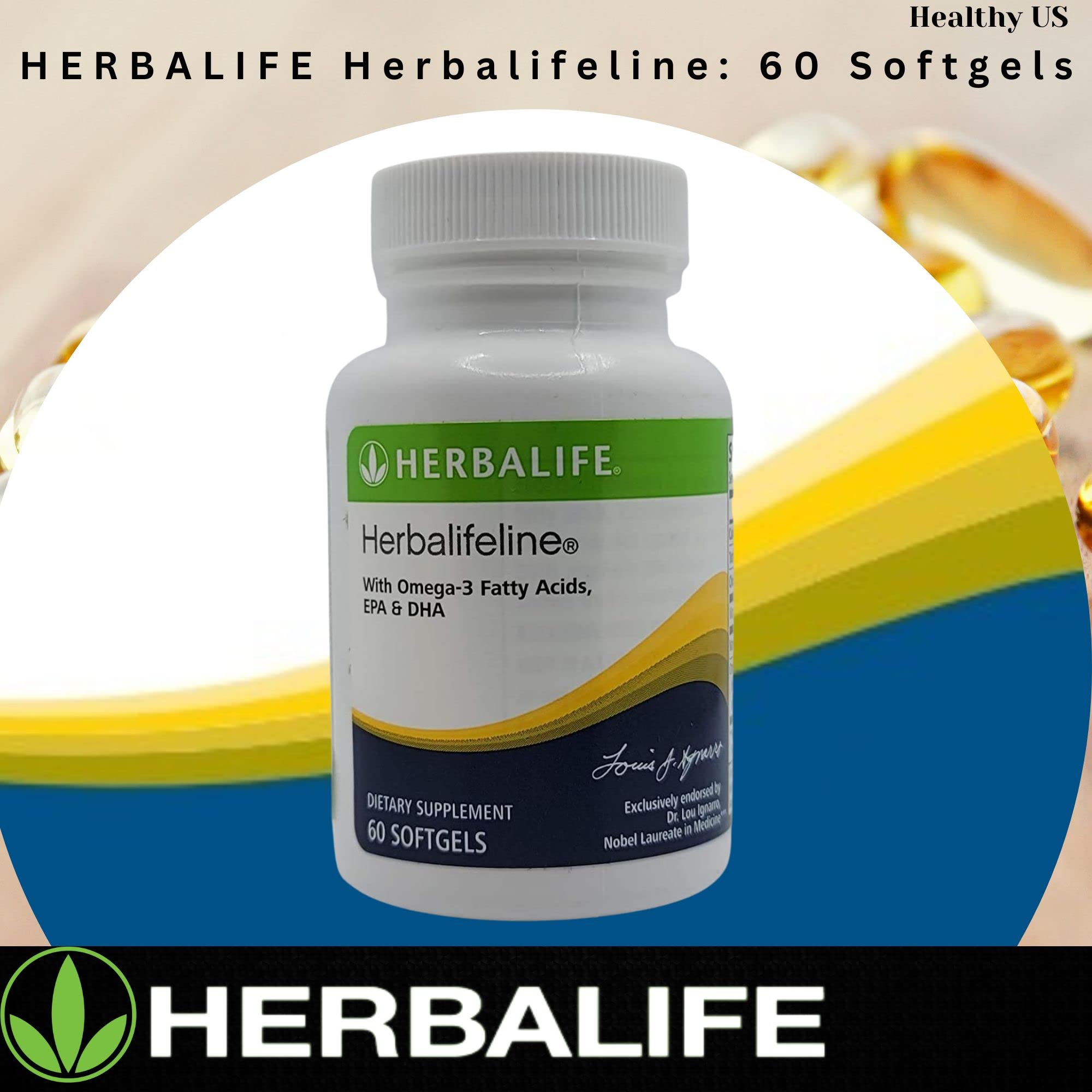 Herbalife Herbalifeline: 60 Softgels with Vitamin E, Marine Lipid Complex, Omega-3 Fatty Herbalife