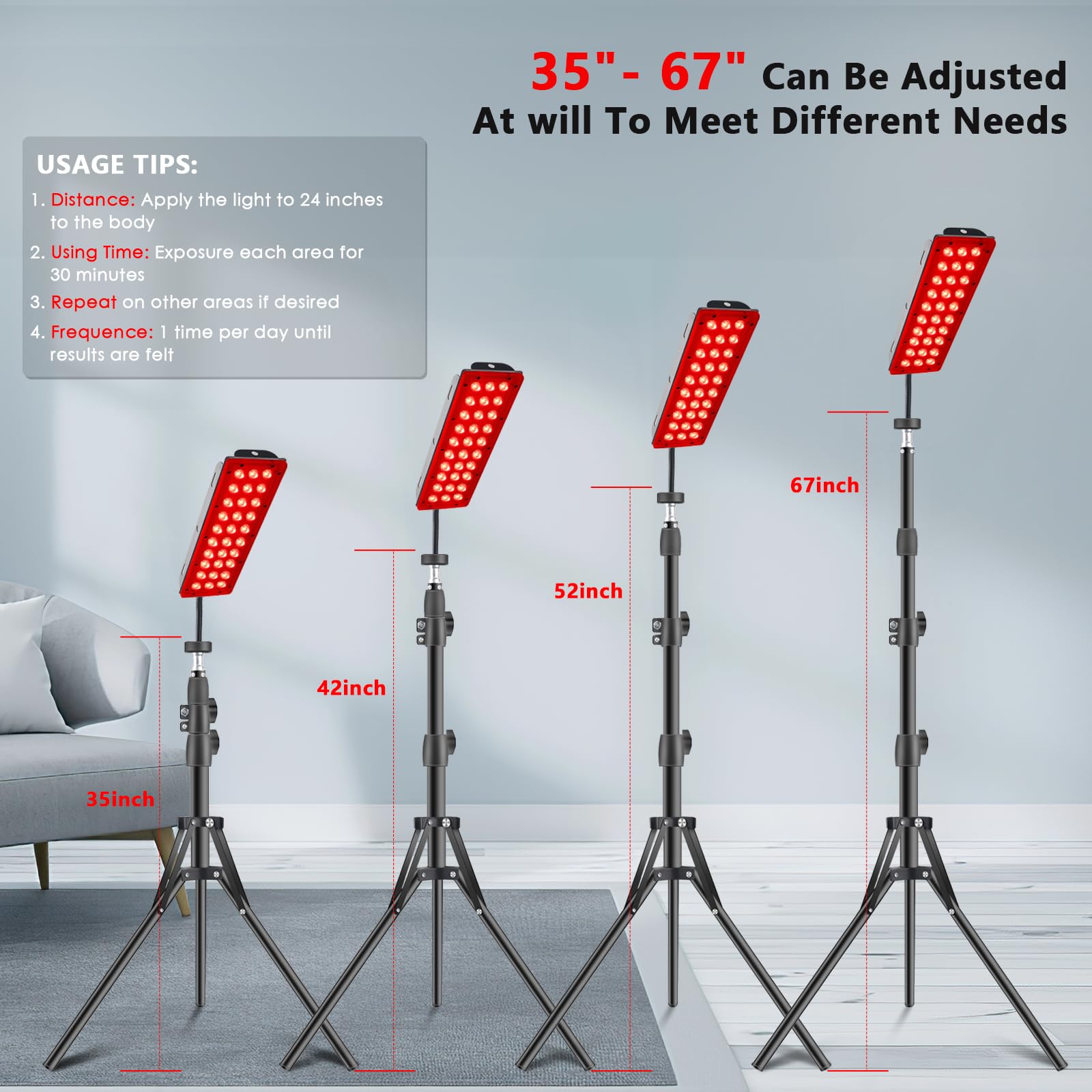 RUISQM Red Light Therapy Lamp, Infrared Light Therapy with Stand - 660nm Redlight & 850nm RUISQM