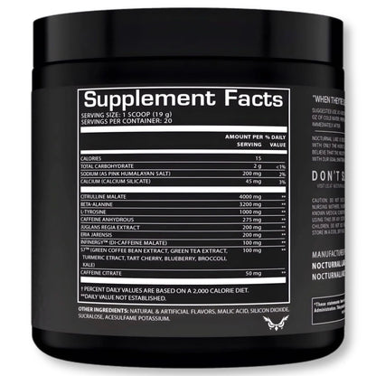 Nocturnal Labz Dark High Stim Pre Workout Powder | Potent Pre-workout Formula for Men & Women, Maximize Energy, Focus, Endurance, Citrulline Malate, Caffeine, Beta-Alanine, (20 Servings) (Peach Rings)