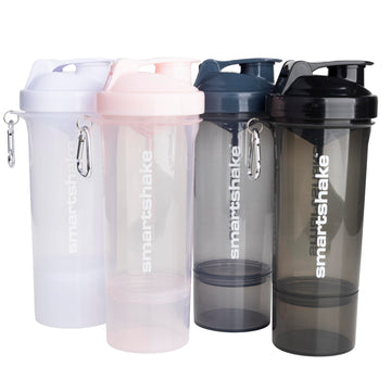 Smartshake Slim 4-Pack Protein Shaker Bottle 400 ml | 13.5 oz – Storage Included - Leakproof Screw