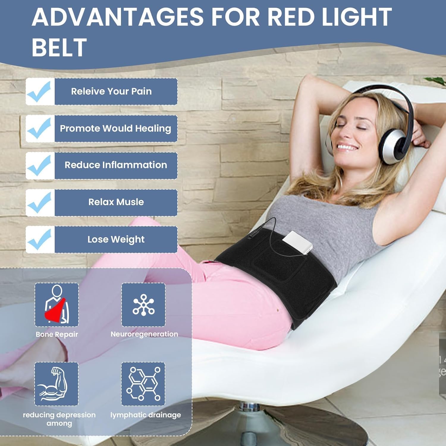 Red Light Therapy Belt - Near Infrared Light Therapy & Red Light Therapy for Body,660nm&850nm Adrxmexna