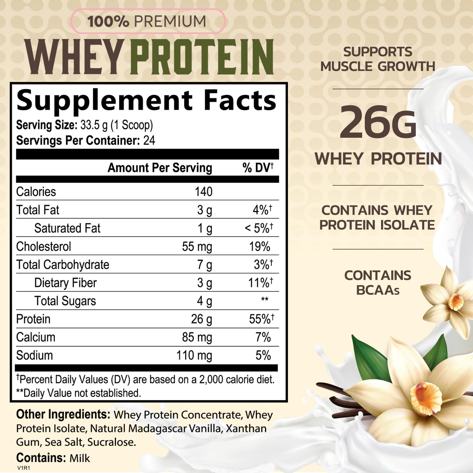 Nature's Protein Powder, 100% Whey Protein Powder Isolate, Immune Support, BCAAs Nature's Peak