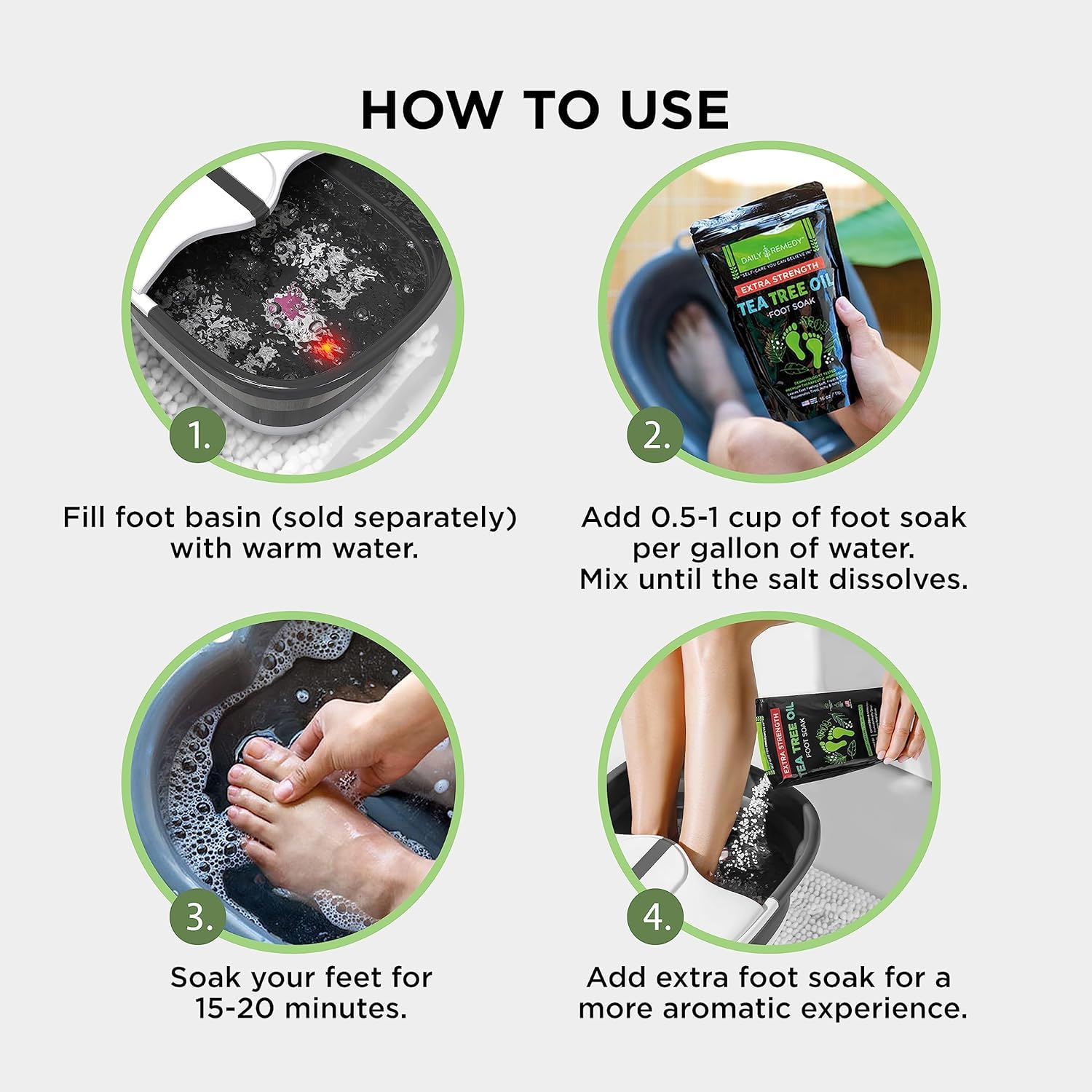 Tea Tree Oil Foot Soak with Epsom Salt - Made in USA - for Toenail Athletes Foot DAILY REMEDY