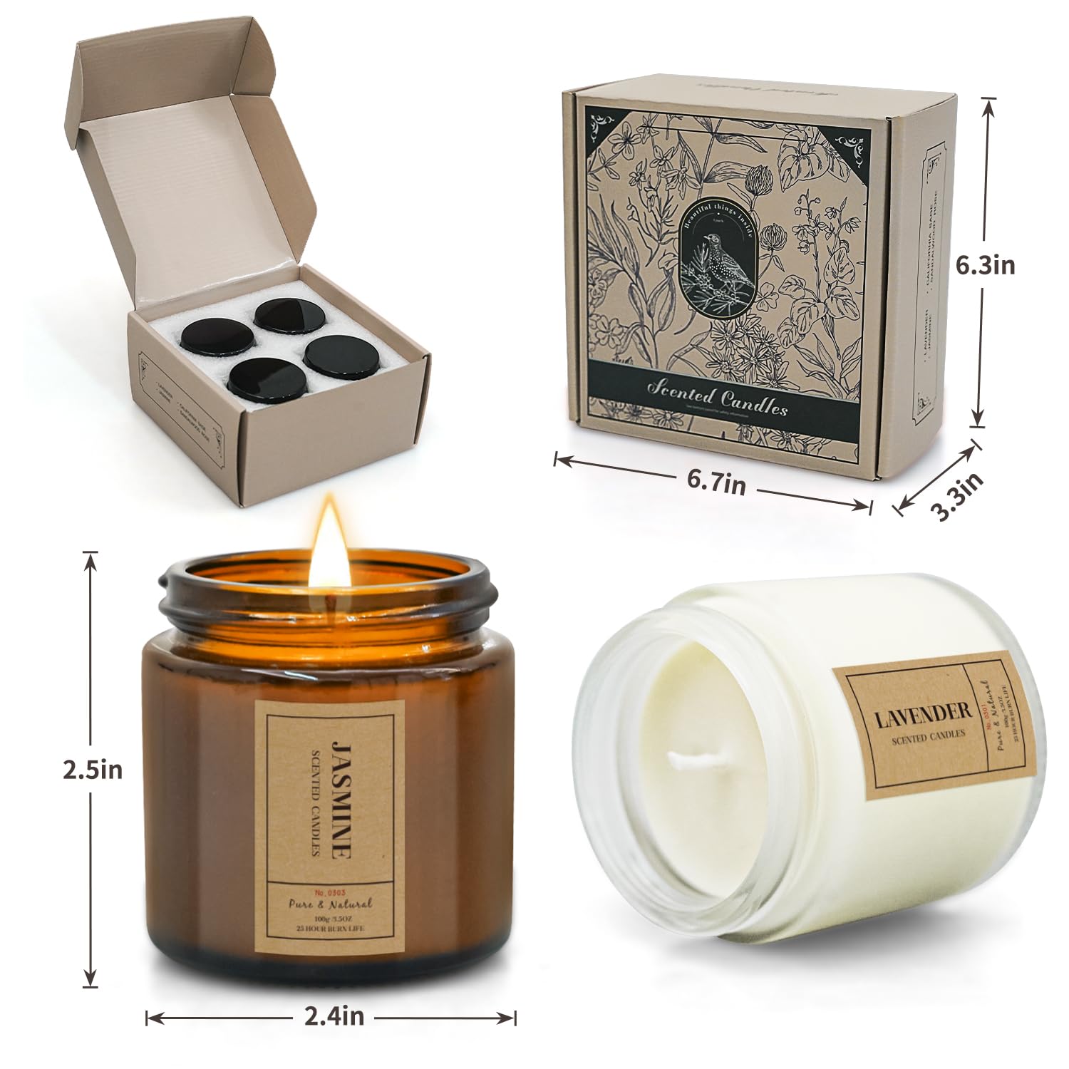 Aromatherapy Candles for Home Scented, 4 Pack Lavender Candles Gifts Set for Women FOMICO