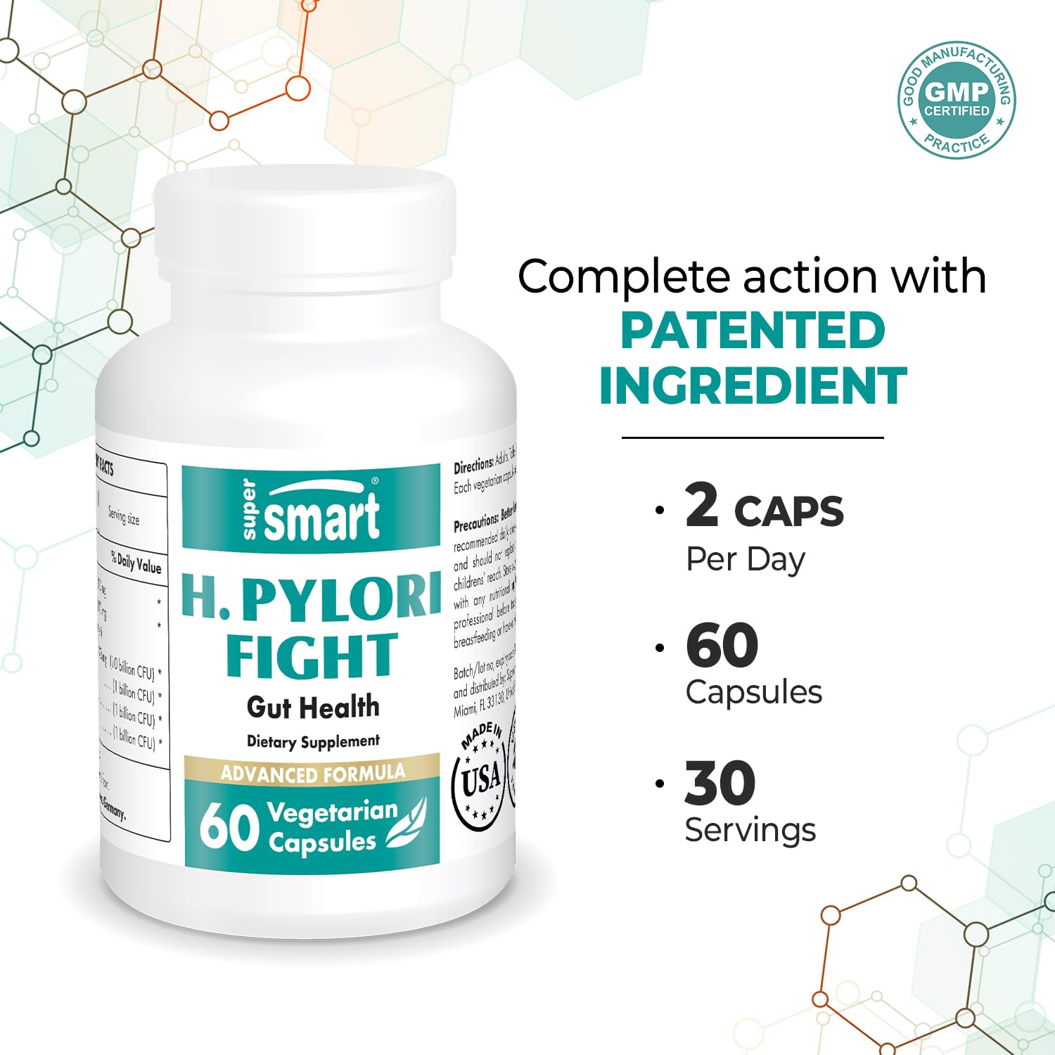 Supersmart - H. Pylori Fight Advanced Formula (Mastic Gum, Probiotics & Prebiotic) Supersmart