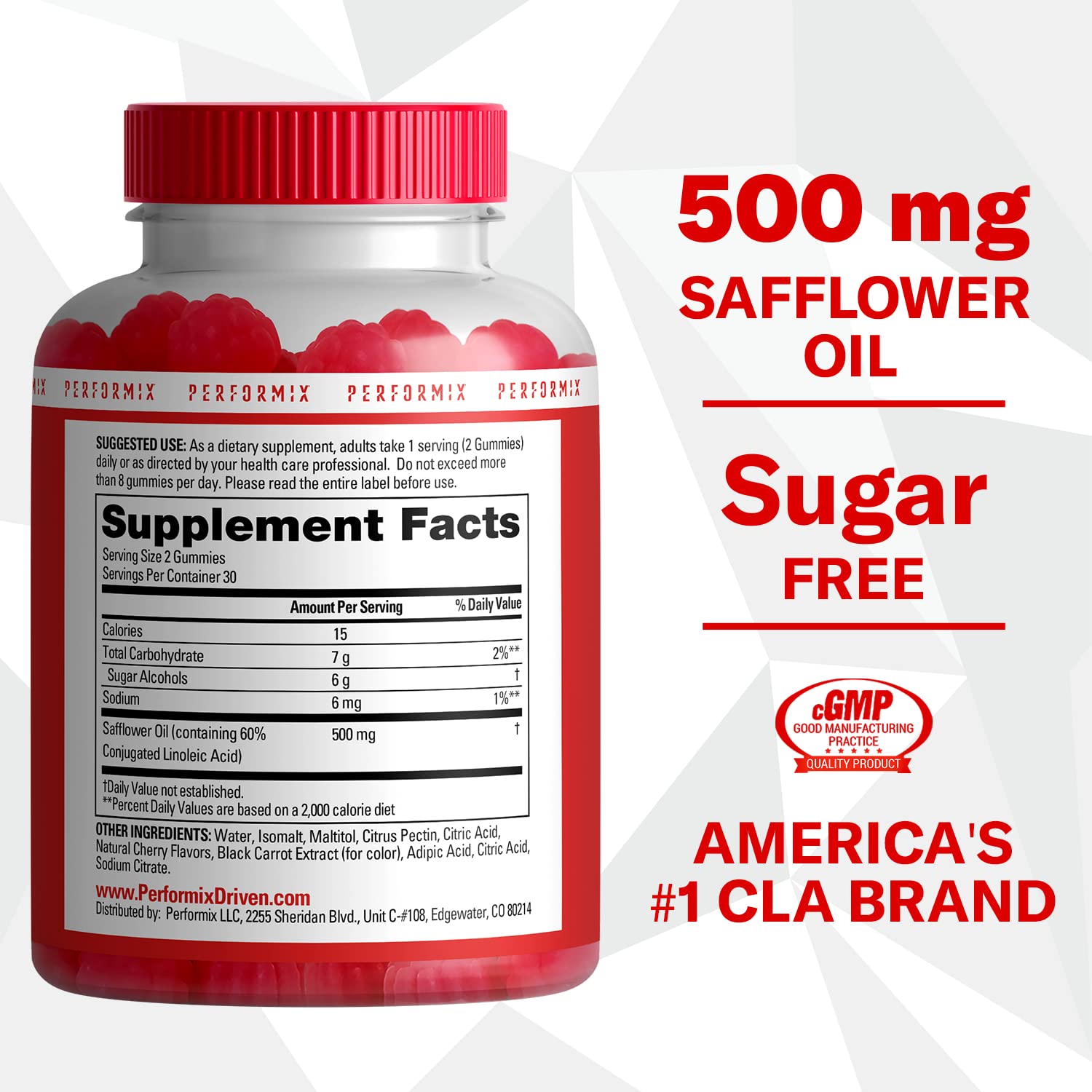 PERFORMIX AbCuts CLA Gummies - 60 Gummies, Fruit Punch - Non-Stimulant PERFORMIX