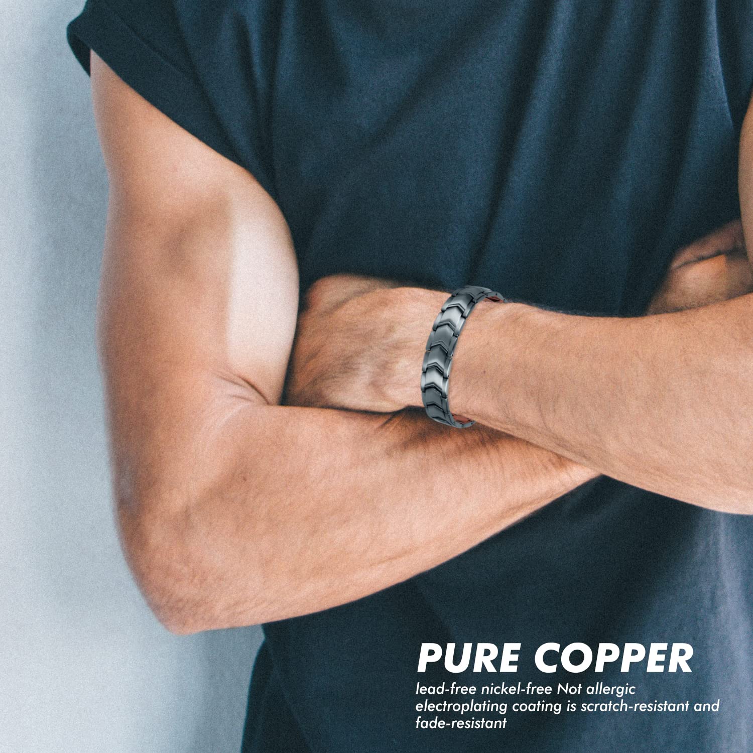 Auinz - Copper Bracelets for Men - 99.99% Solid Pure Copper Magnetic Bracelets Double-Row Auinz