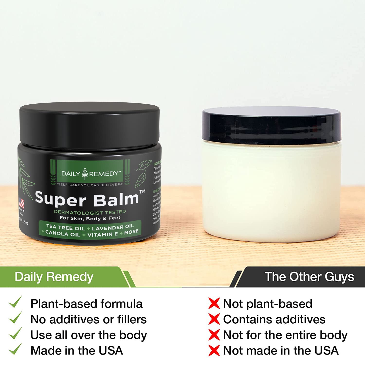 DAILY REMEDY Tea Tree Oil Extra Strength Super Balm - Athletes Foot Cream Combats DAILY REMEDY