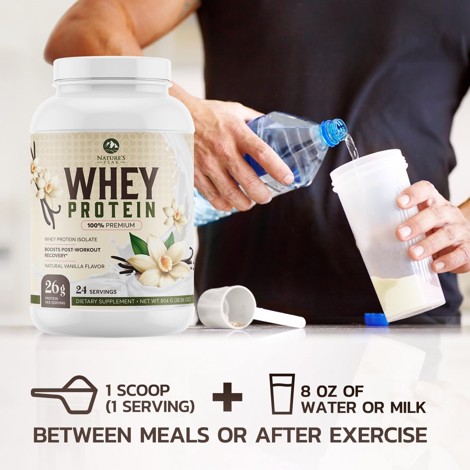 Nature's Protein Powder, 100% Whey Protein Powder Isolate, Immune Support, BCAAs Nature's Peak