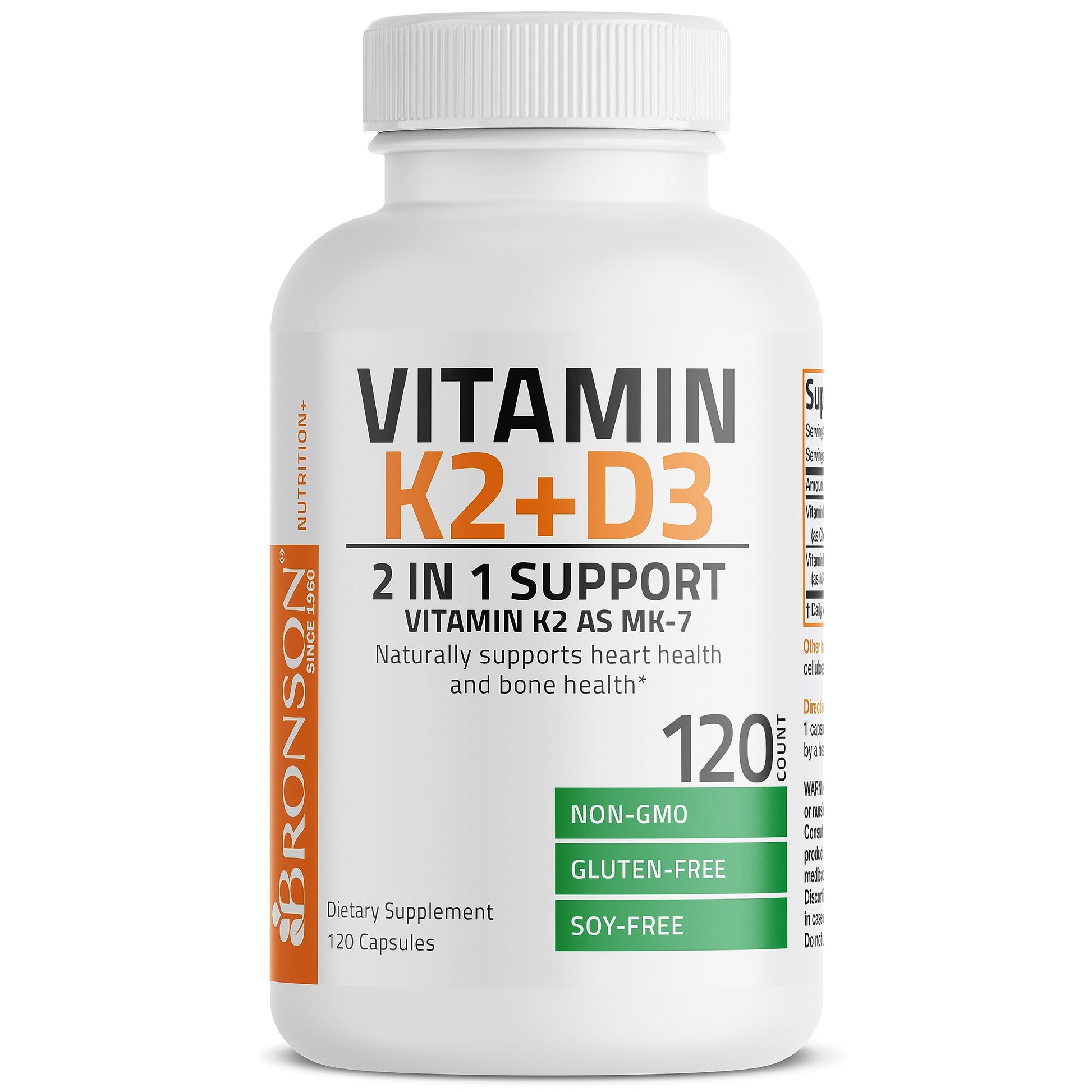 Bronson Vitamin K2 (MK7) with D3 Supplement Non-GMO Formula 5000 IU Vitamin Bronson