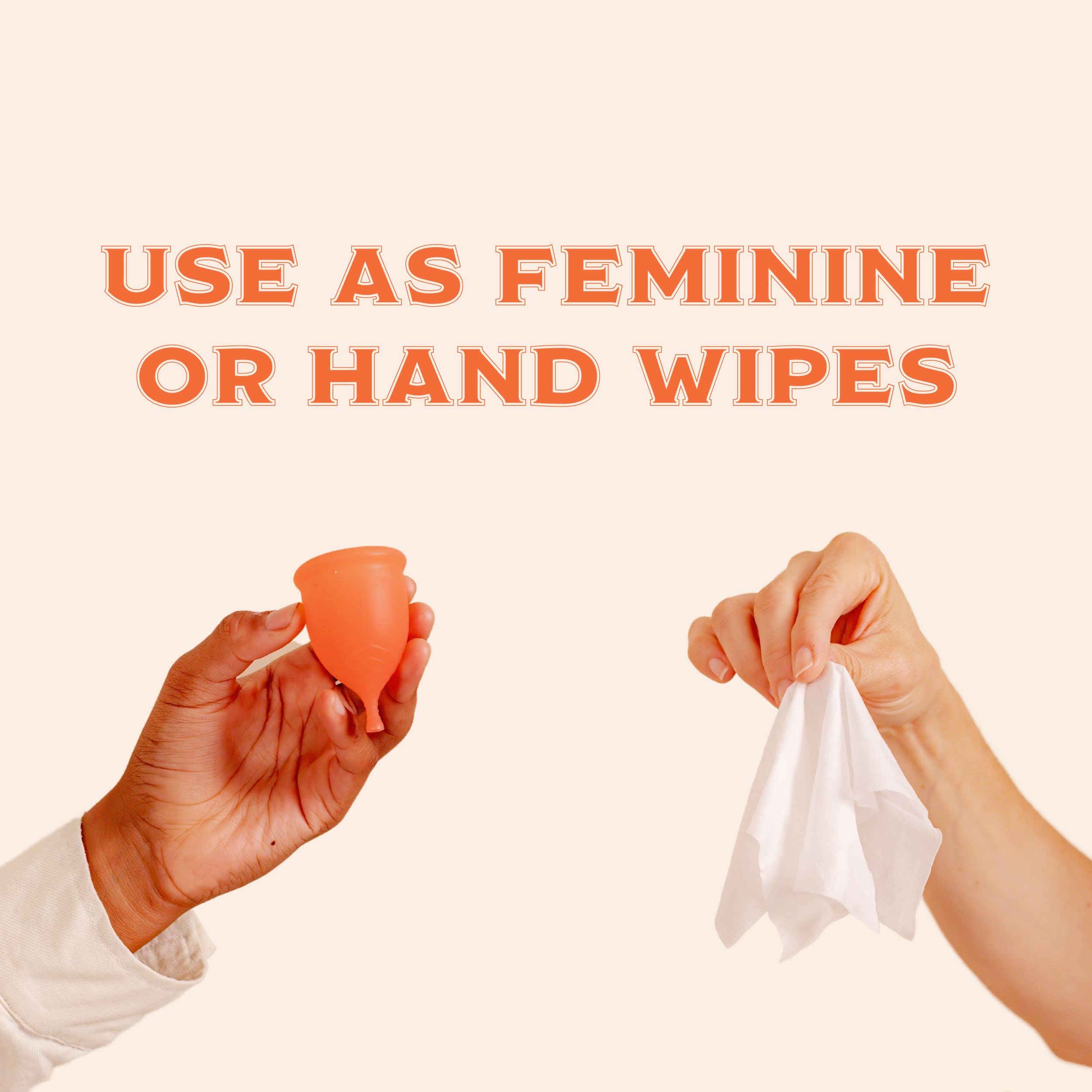 Menstrual Cup Wipes - On The Go Public Bathroom Feminine Wipes - Safe On Period Cups & Menstrual discs Pixie Cup