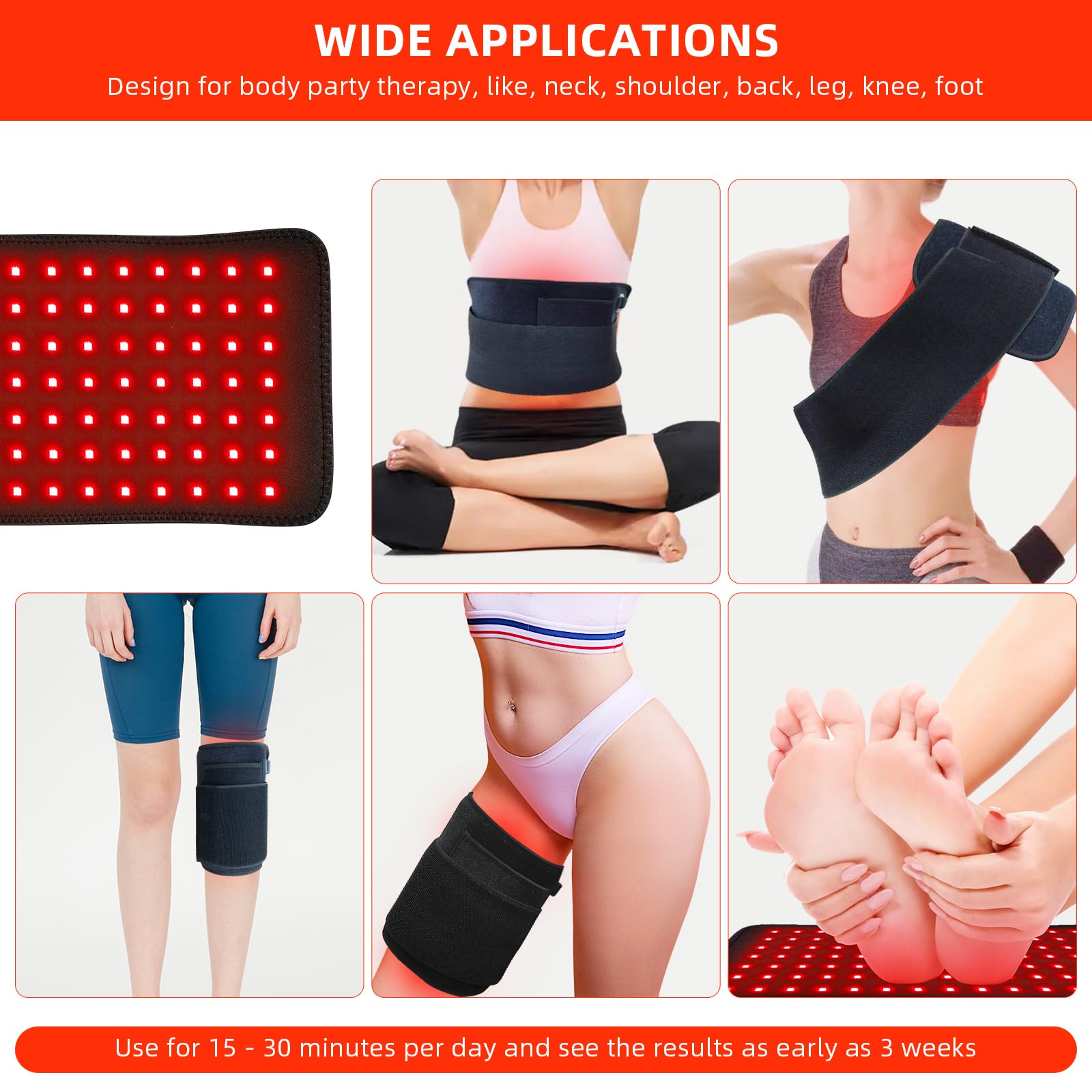 Red Light Therapy Infrared Light Therapy Pad for Body Pain NIR Deep Therapy for Back Knee Hands bonodave