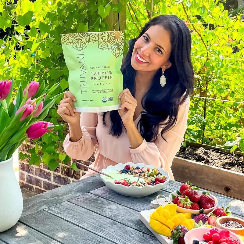 Truvani Organic Vegan Protein Powder Matcha - 20g of Plant Based, Organic Protein Truvani