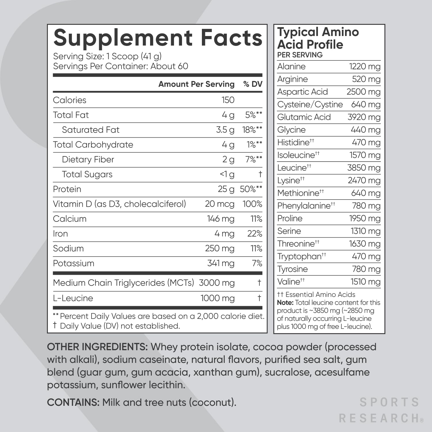 Sports Research Whey Protein - Sports Nutrition Whey Isolate Protein Powder Sports Research