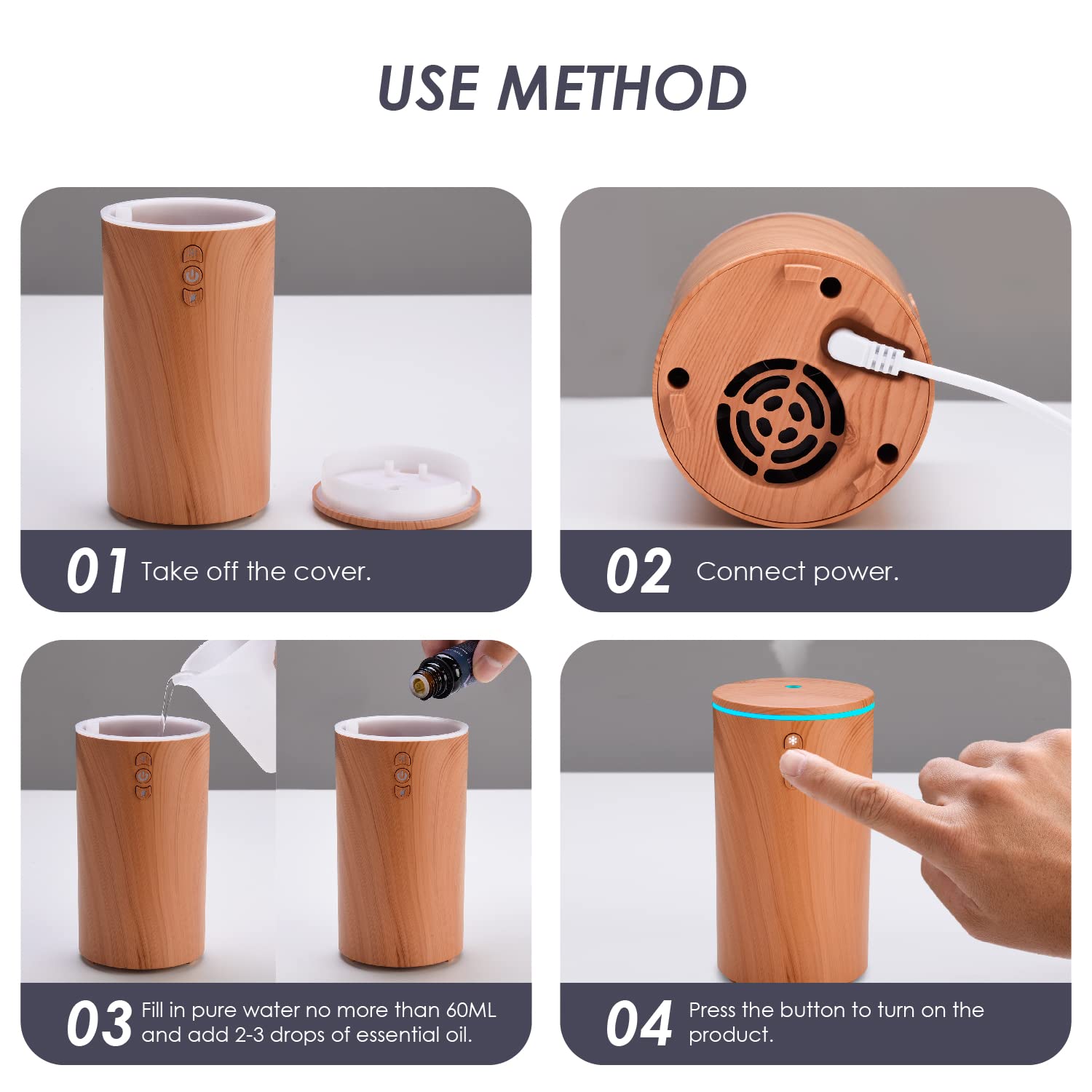 Car Diffuser, USB Essential Oil Diffuser Ultrasonic Car Humidifier Aromatherapy Diffusers hcjylly