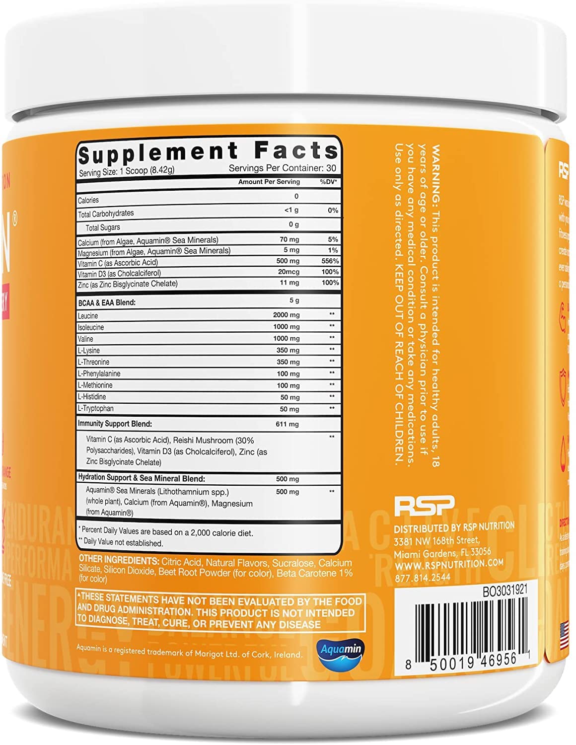 RSP AminoLean Recovery - Post Workout BCAAs Amino Acids Supplement + Electrolytes RSP NUTRITION