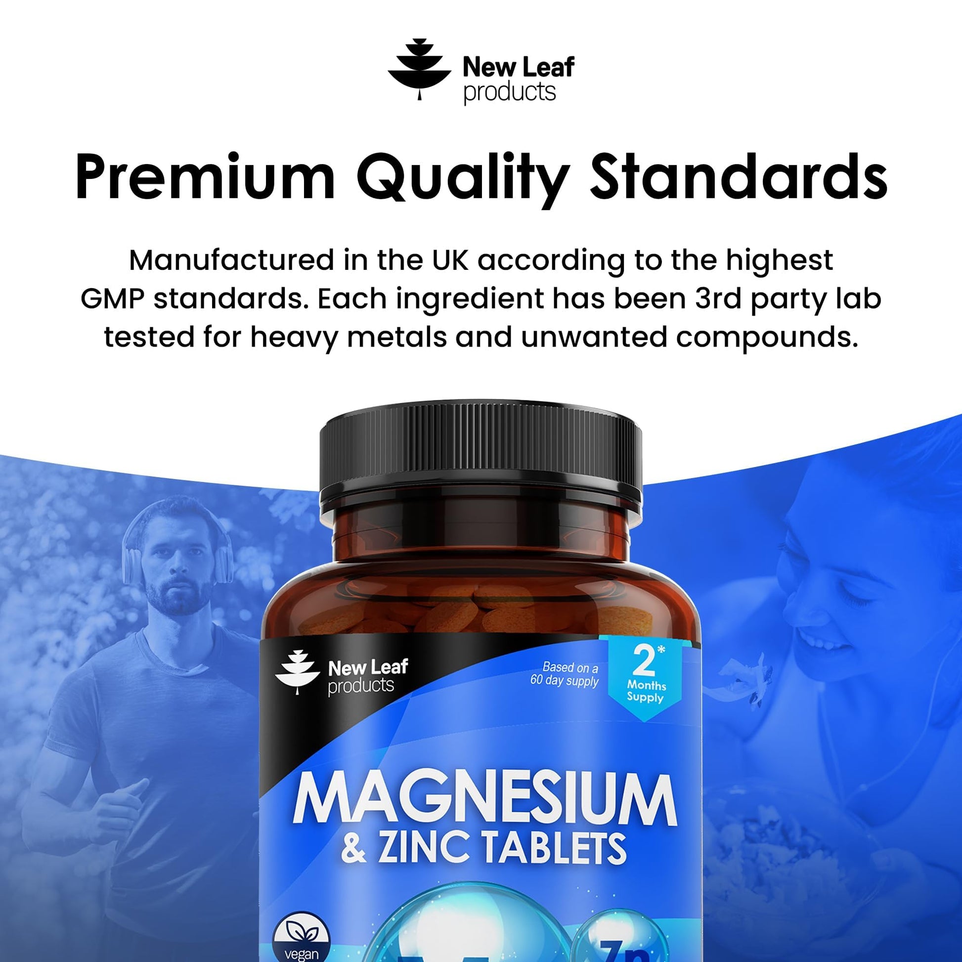Magnesium Supplements 516mg With Zinc - 120 Magnesium Tablets Supports Muscle NEW LEAF PRODUCTS