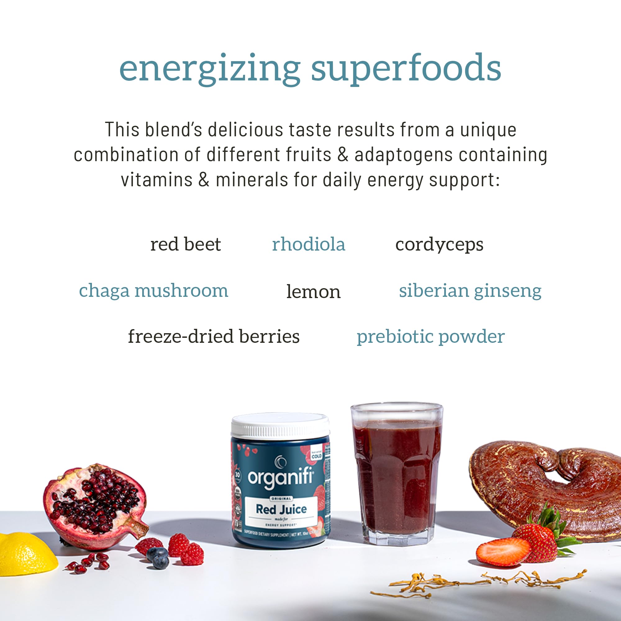 Organifi Red Juice - Vegan Energy Powder - Berry-Flavored Adaptogen Drink Organifi