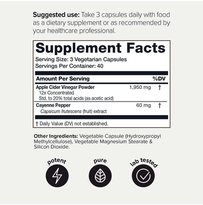Toniiq 20% Acetic Acid Ultra High Strength Non-GMO Apple Cider Vinegar Capsules