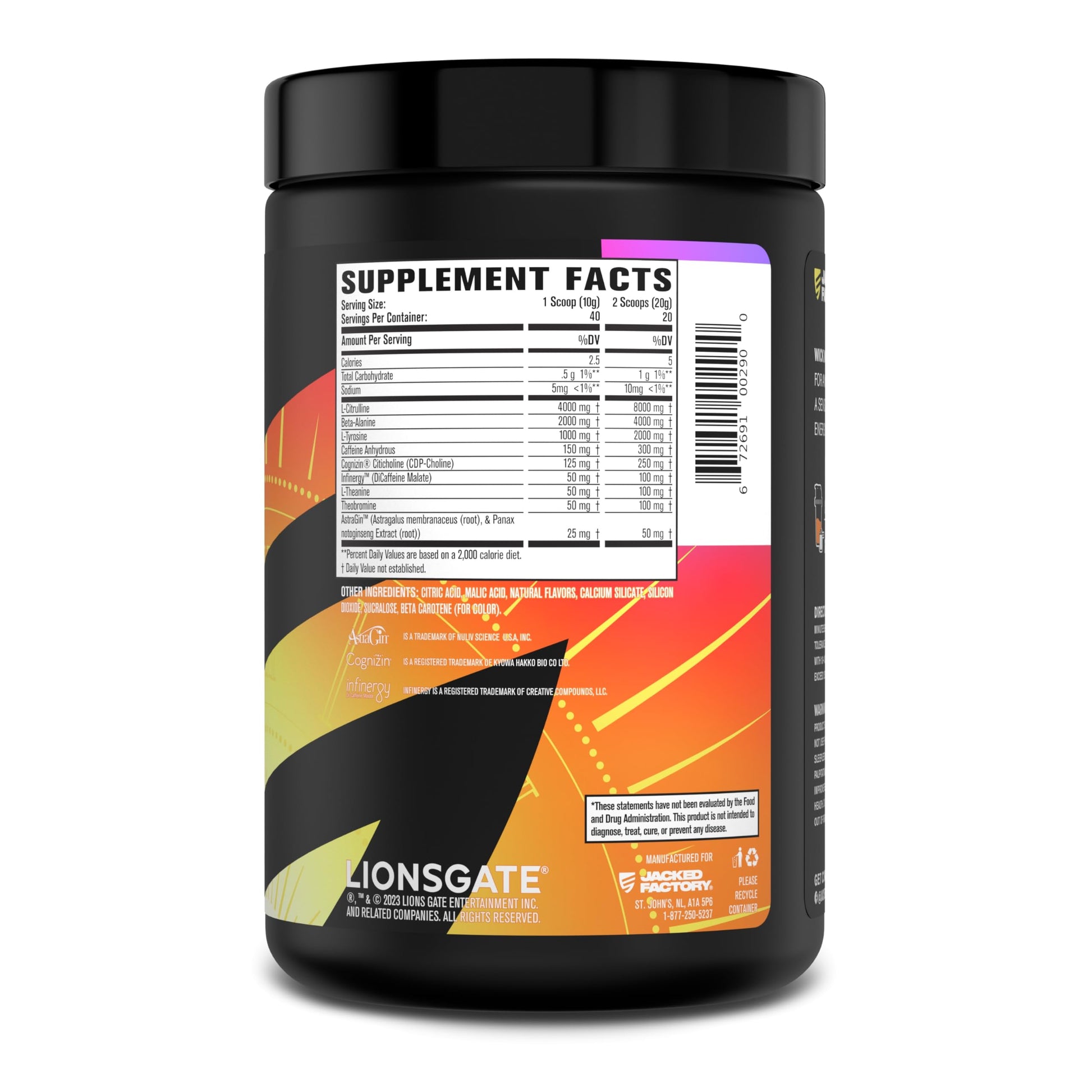 Jacked Factory X John Wick - Wick Mode Pre Workout Powder - Intense Energy Jacked Factory