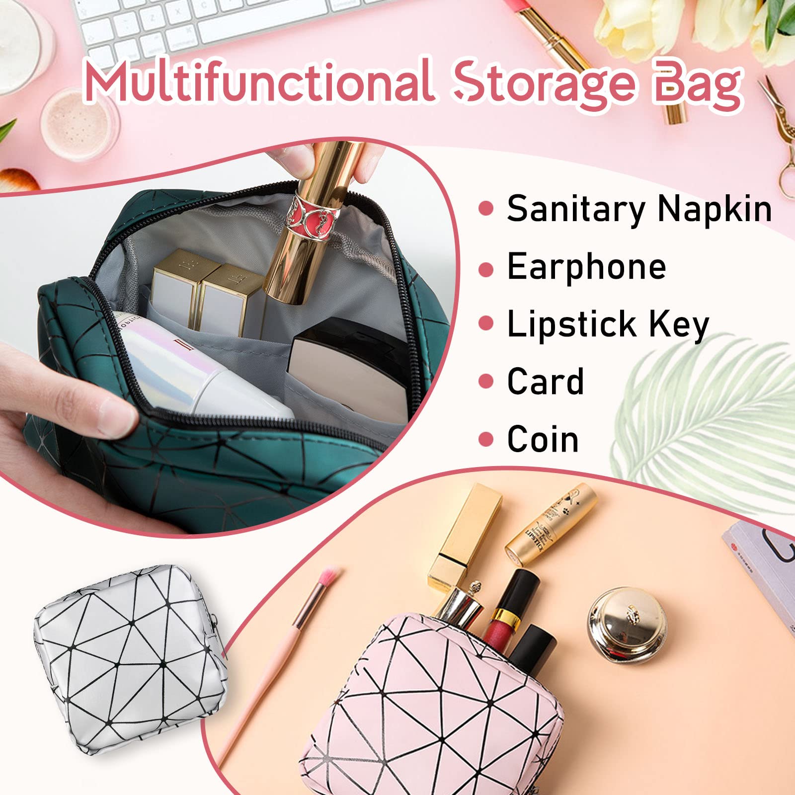 Sanitary Napkin Storage Bags 4PCS Menstrual Cup Pouches Nursing Pad Holder Tampon Bags Bisanzoya