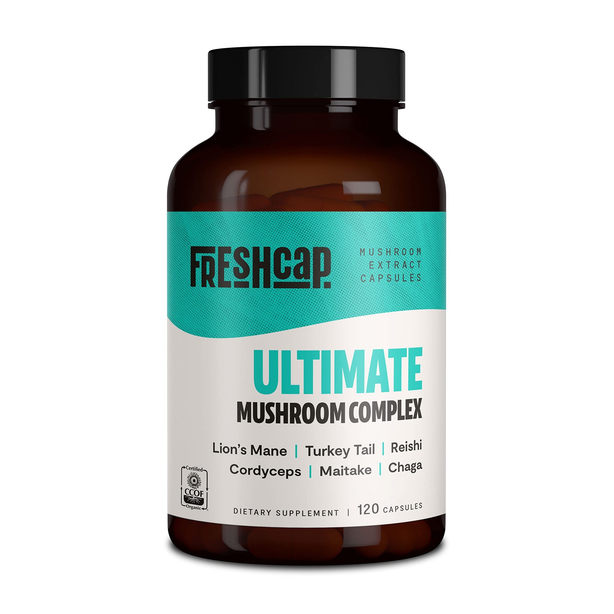 FreshCap Ultimate Mushroom Complex - Lions Mane, Reishi, Cordyceps, Chaga, Turkey Tail